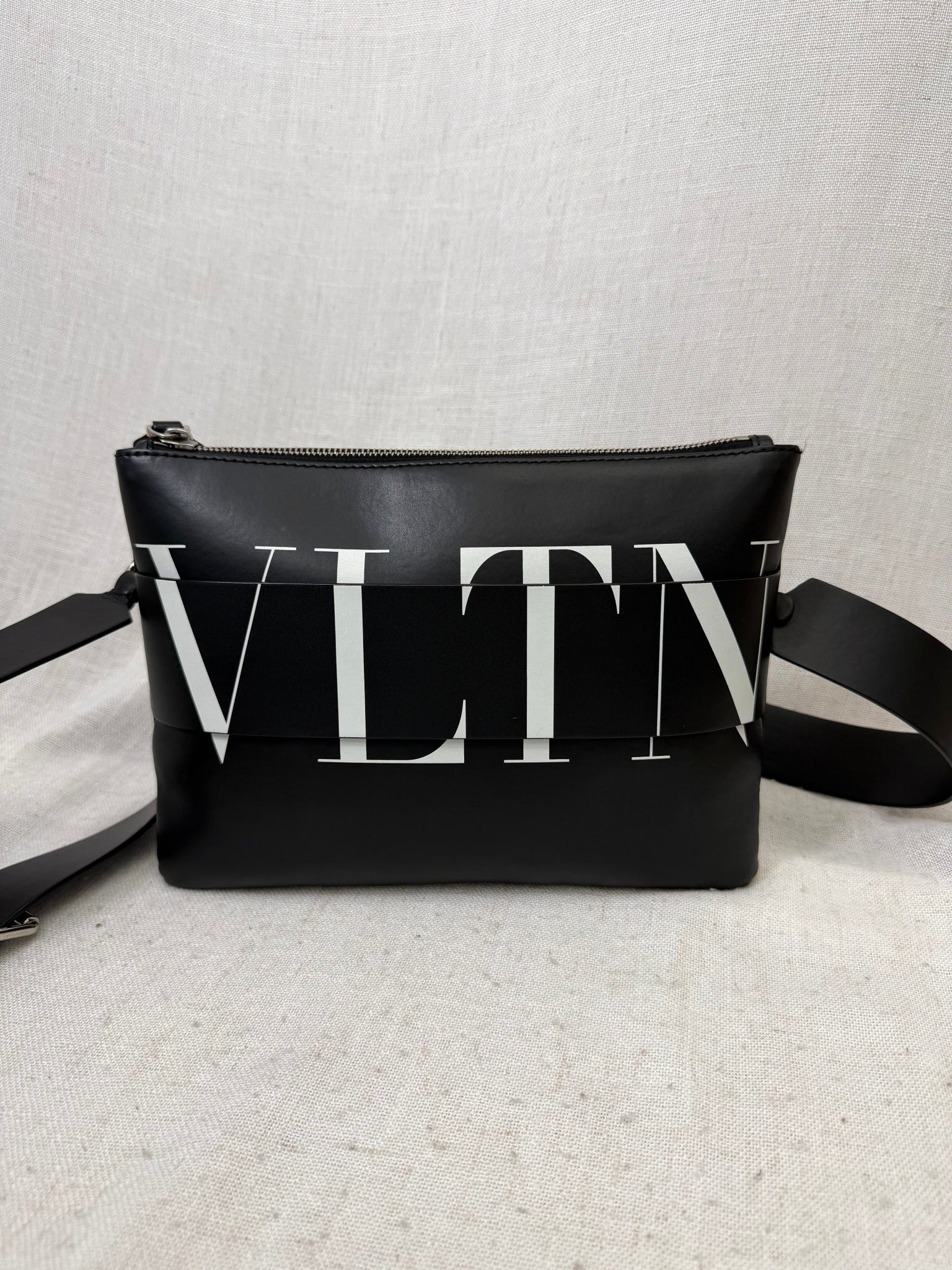 Valentino Black Leather VLTN Crossbody Bag 