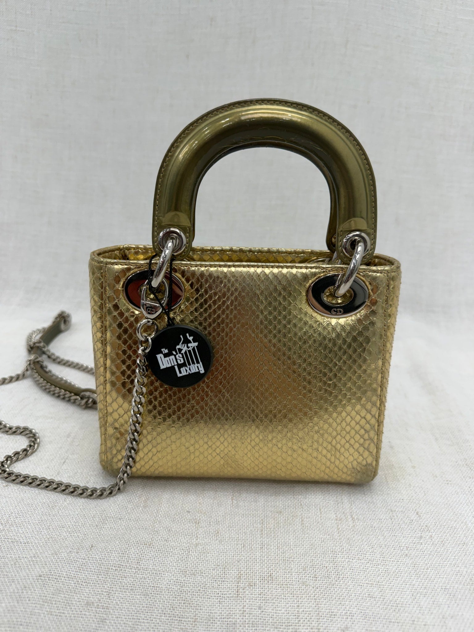 Christian Dior Gold ExtoicSnakeskin Mini Lady Dior