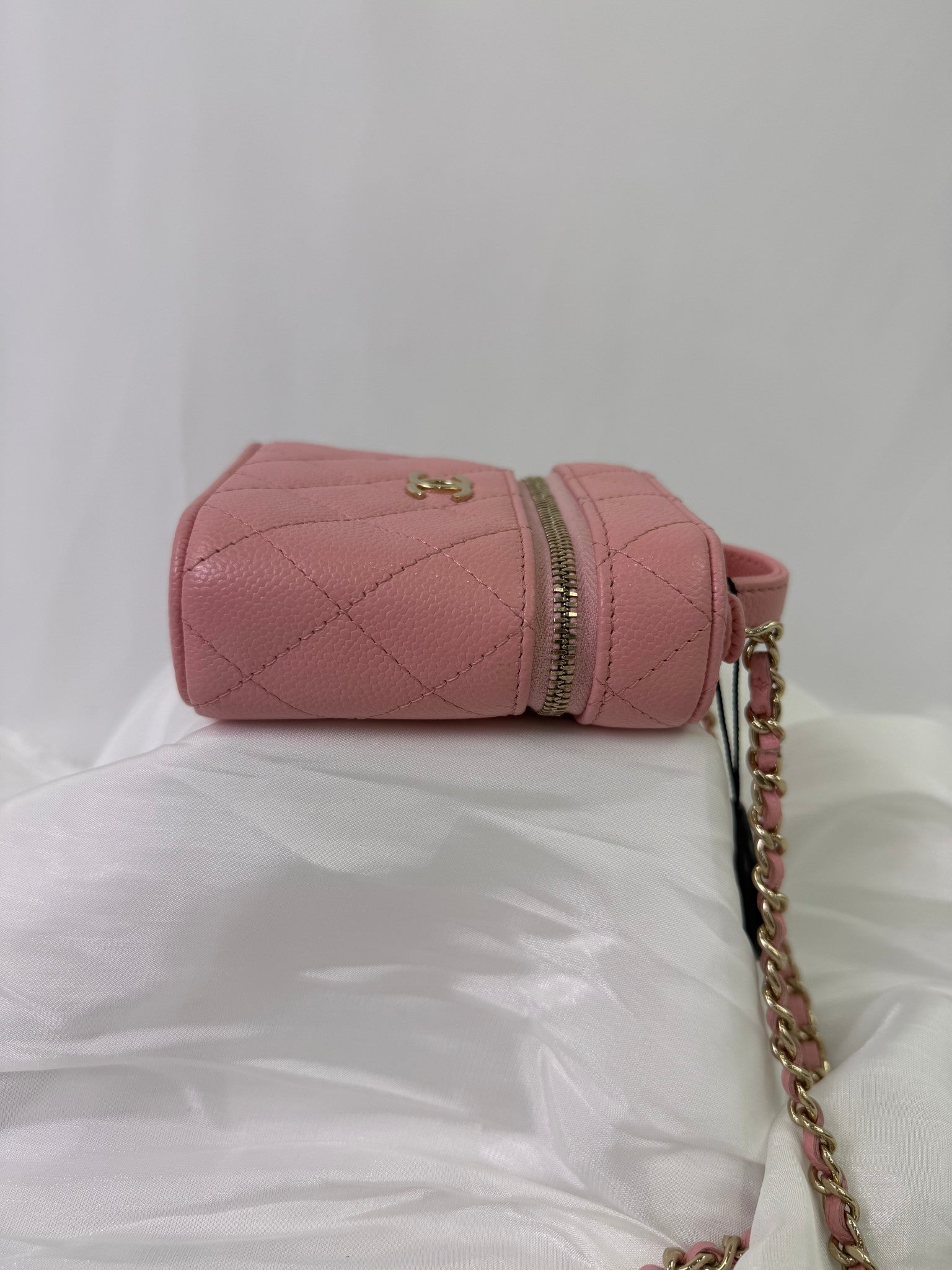 Chanel Pink Caviar Leather Mini Vanity Case 