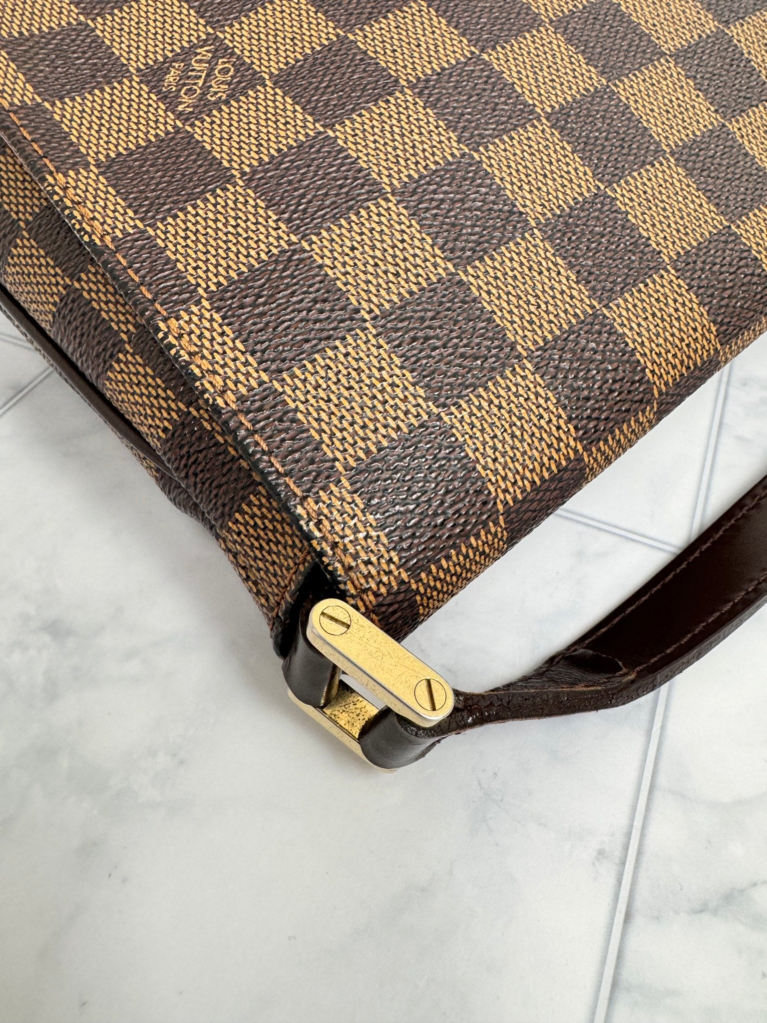 Louis Vuitton Damier Ebene Musette Tango Crossbody Bag