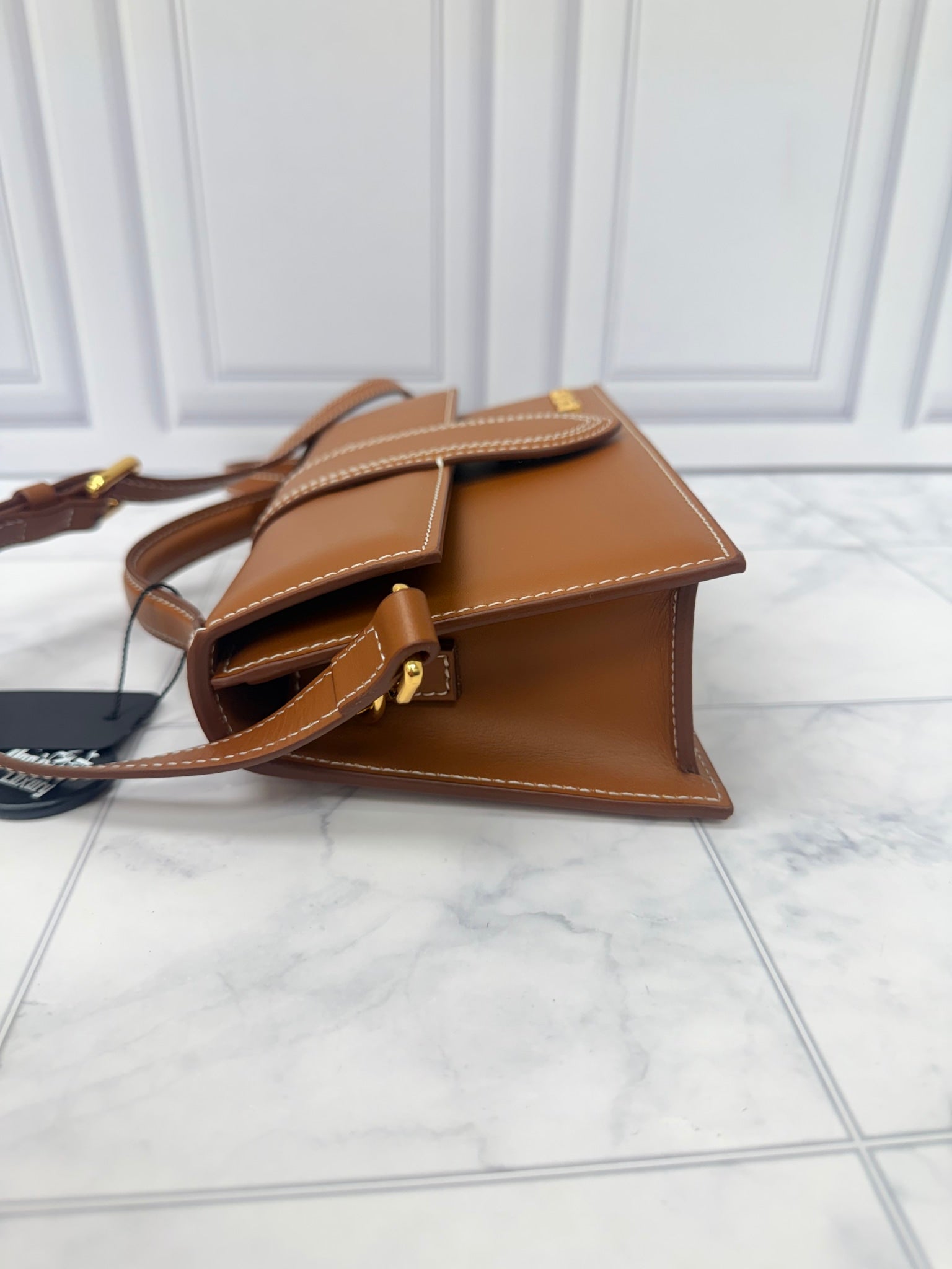 BRAND NEW - Jacquemus Light Brown Leather Le Grand Bambino 2Way Handbag