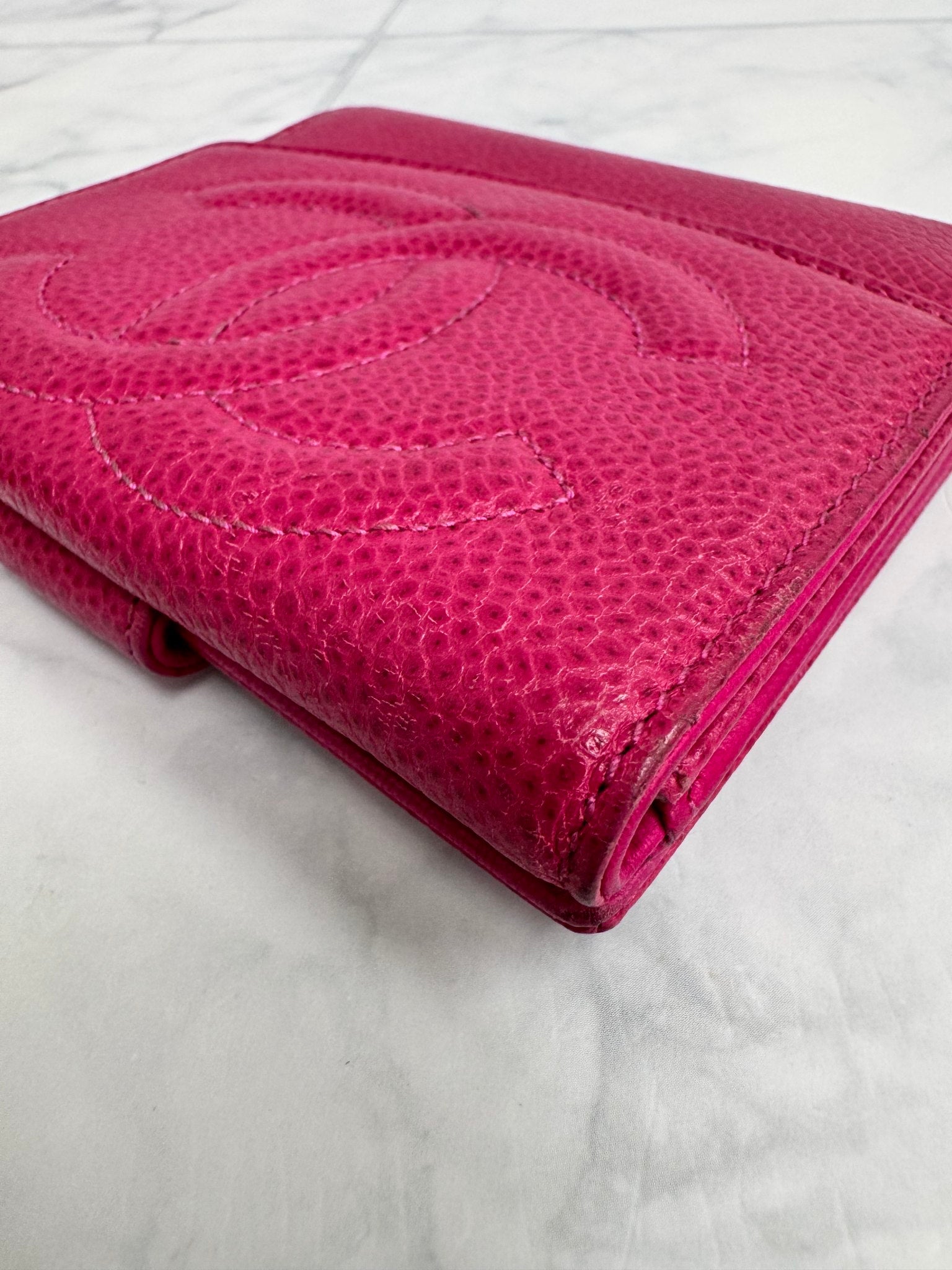 Chanel Pink Caviar Leather Timeless CC Compact Wallet