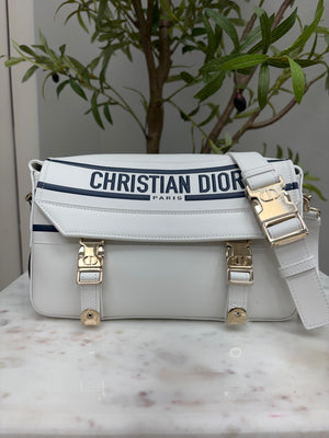 Christian Dior White Calfskin Diorcamp Bag