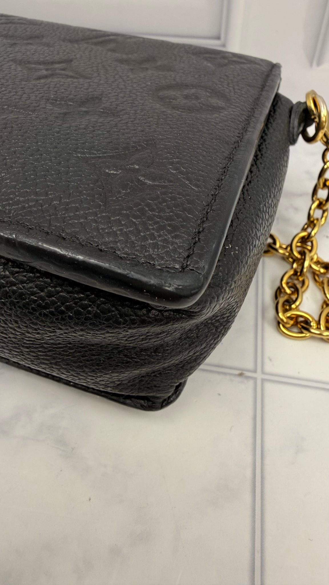Louis Vuitton Black Monogram Empreinte Leather Vavin Chain Crossbody