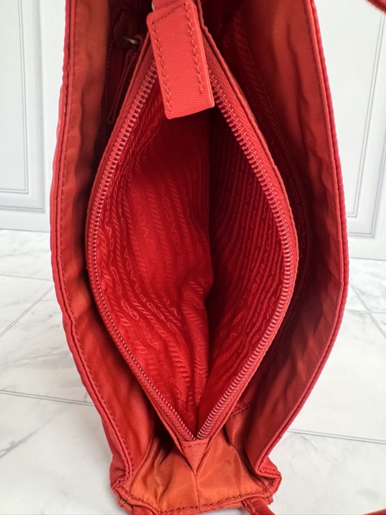 Prada Red Nylon Small Tote Bag