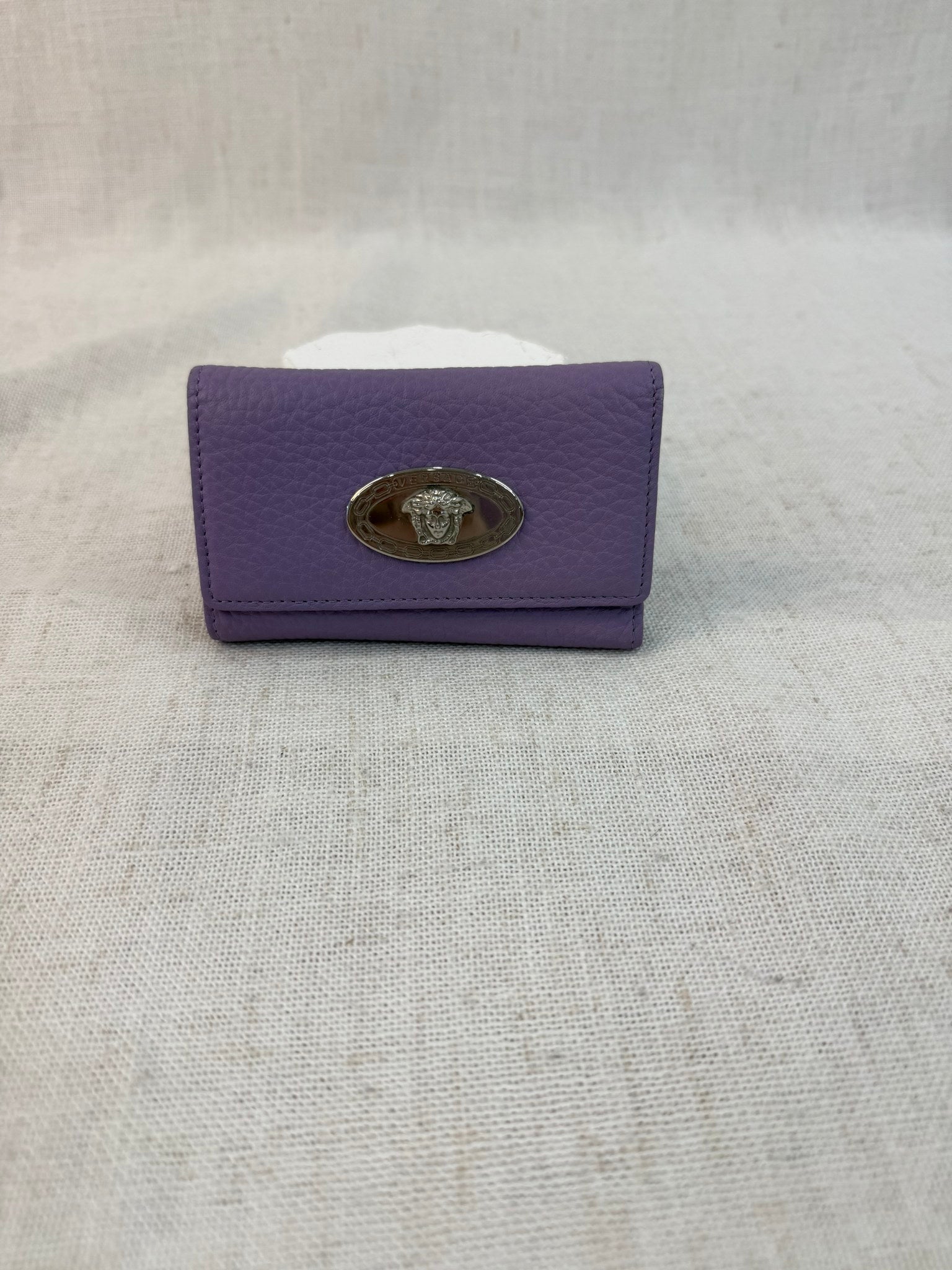 Versace Lavender Leather Medusa Head 6 Ring Key Holder