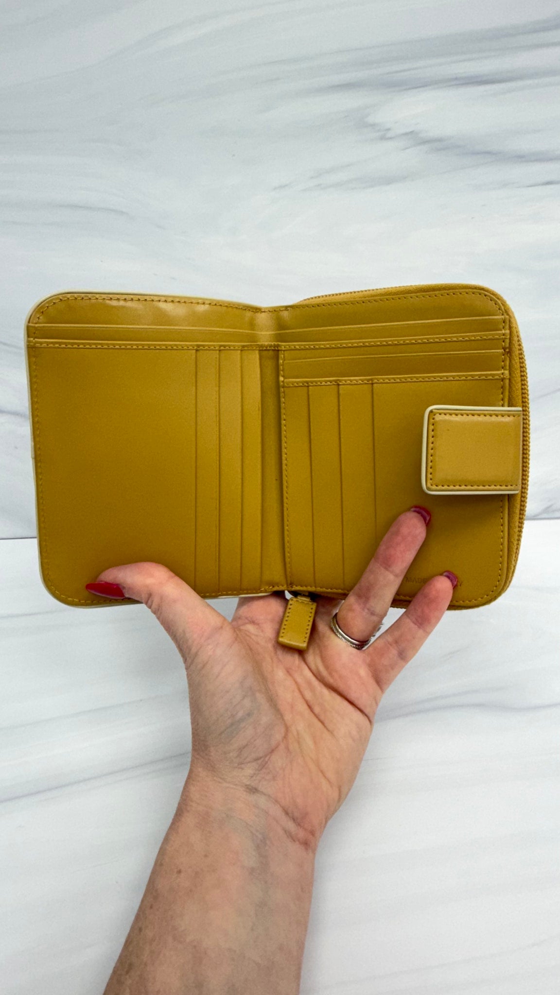 Prada Tan Leather Compact Zippy Wallet
