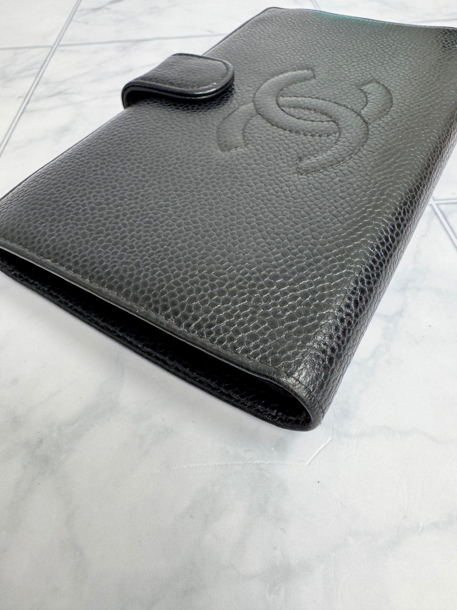 Chanel Black Caviar Leather Long Wallet