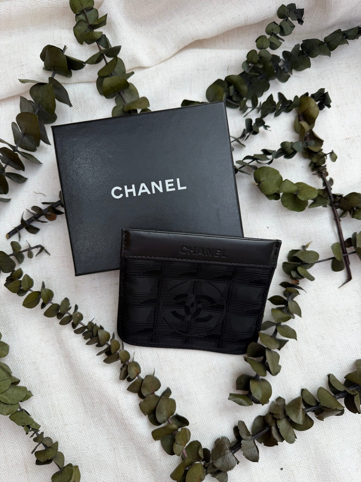 Chanel Black Nylon Travel Line Jacquard Pouch