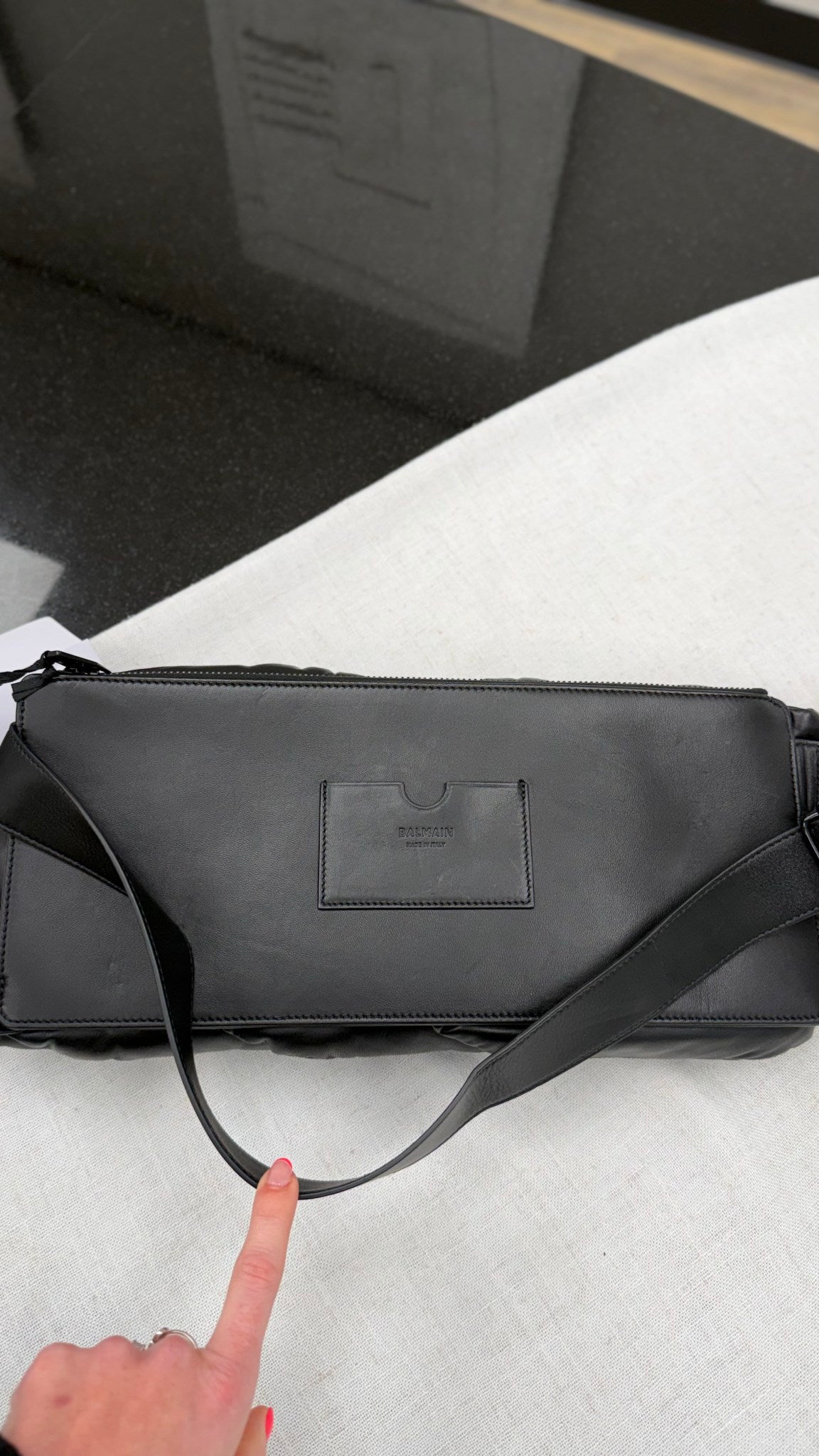 BRAND NEW- Balmain Black Maxi Chain Quilted Leather Bumbag