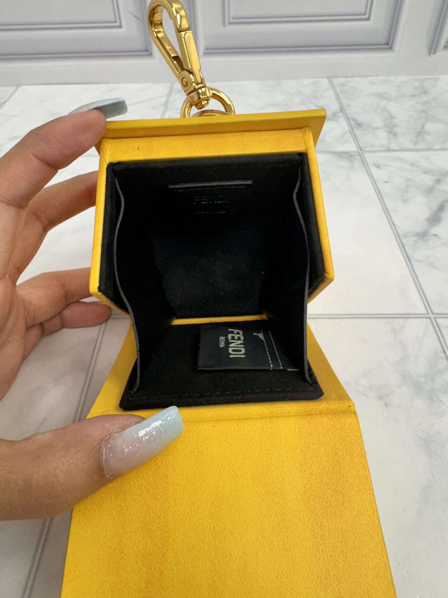LIKE NEW - Fendi Yellow Leather Roma Mini Box Charm