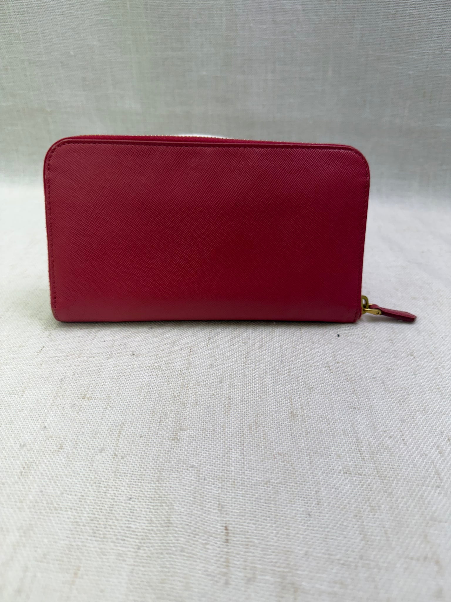 Prada Pink Saffiano Leather Zippy Wallet