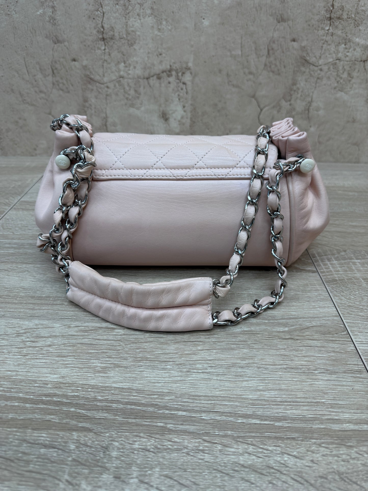 Chanel Pink Calfskin Quilted Accordion Flap Bag