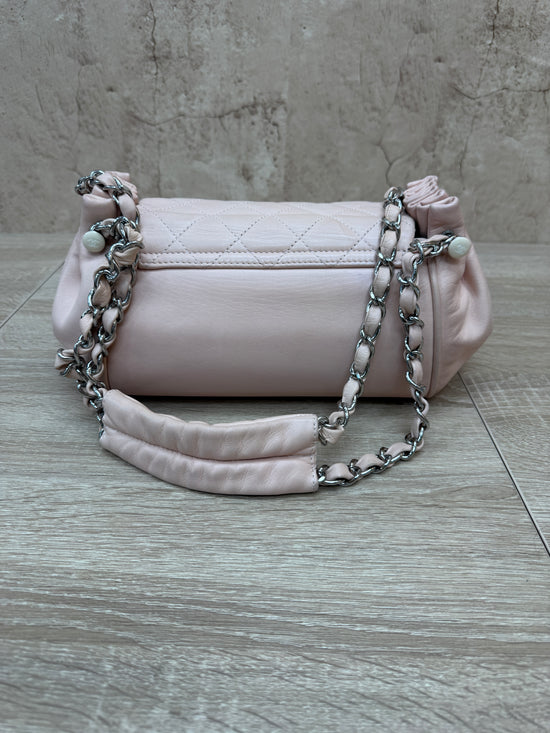 Chanel Pink Calfskin Quilted Accordion Flap Bag