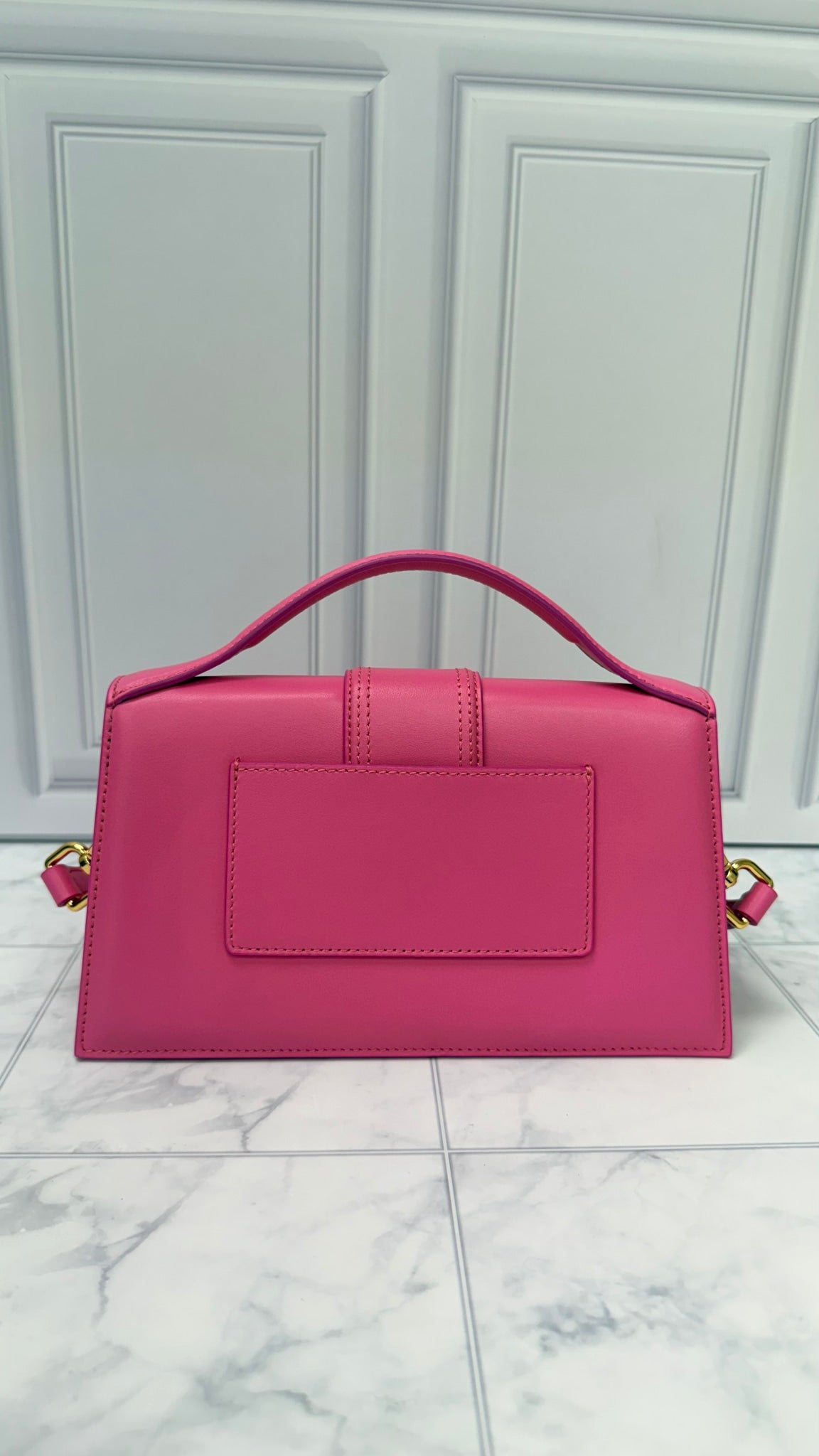 BRAND NEW - Jacquemus Hot Pink Leather Le Grand Bambino Handbag 2Way Handbag