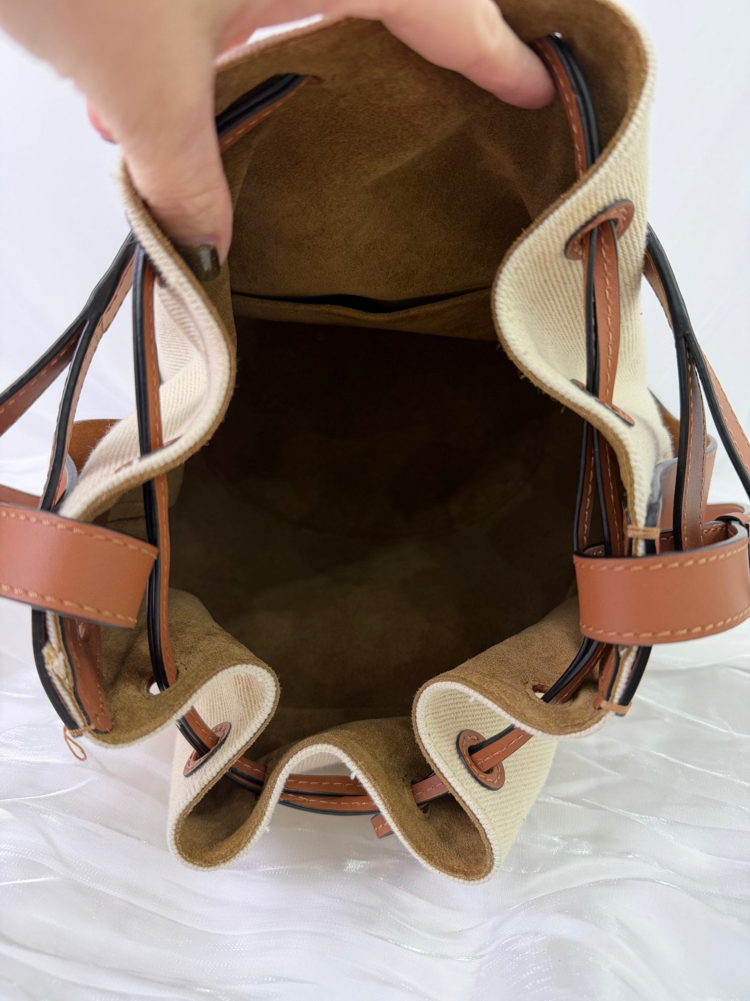 Loewe Tan Canvas Bucket Bag