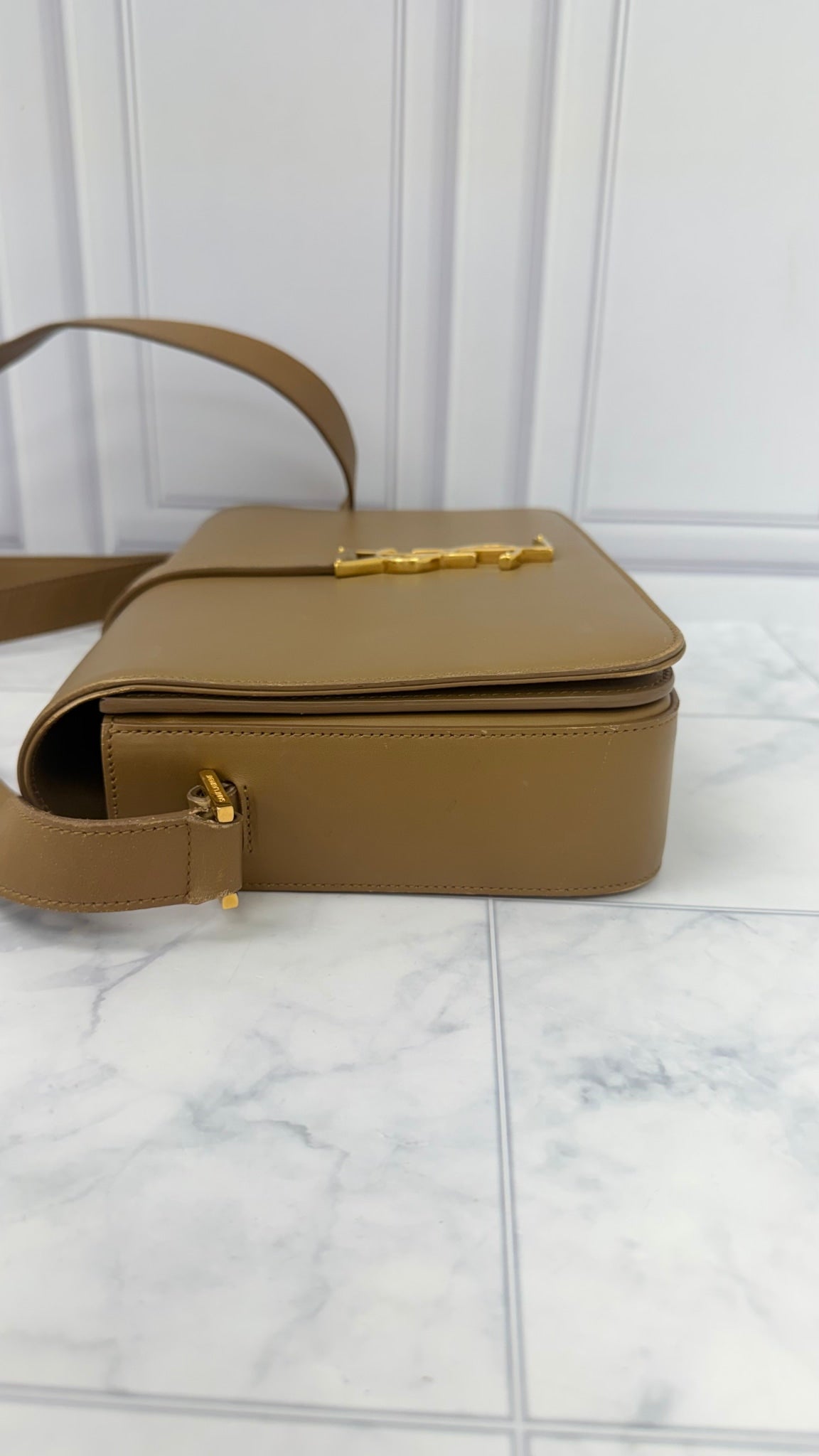 Saint Laurent YSL Brown Leather University Flap Crossbody Bag 