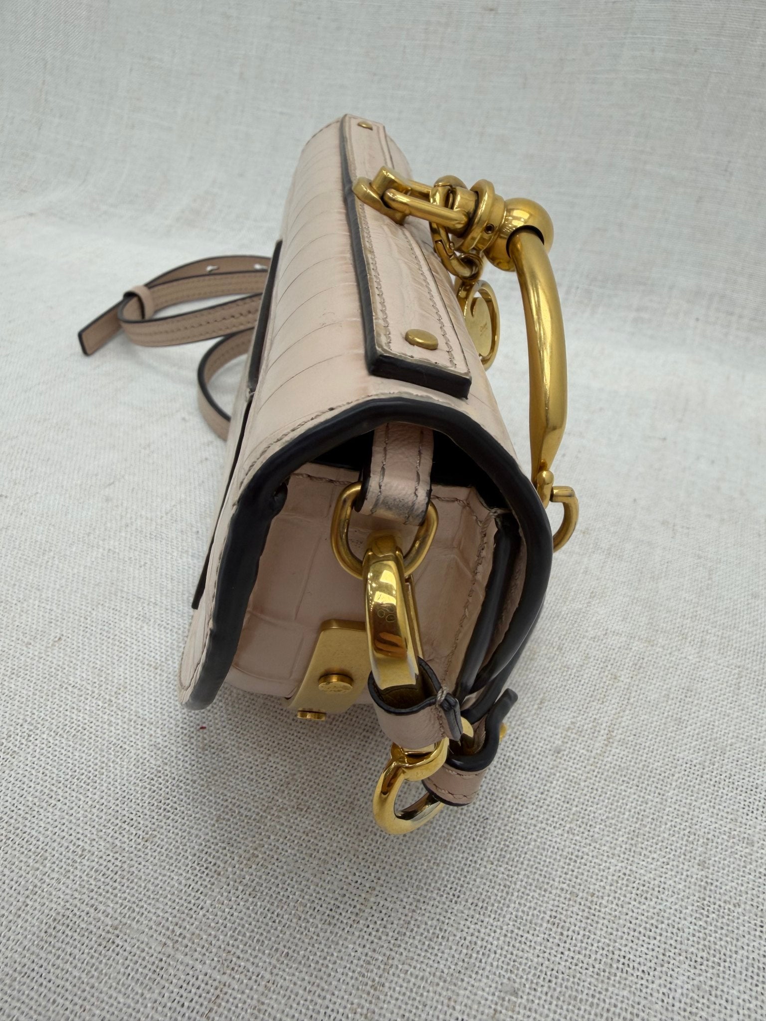 Chloe Pink Alligator Embossed Bracelet Bag