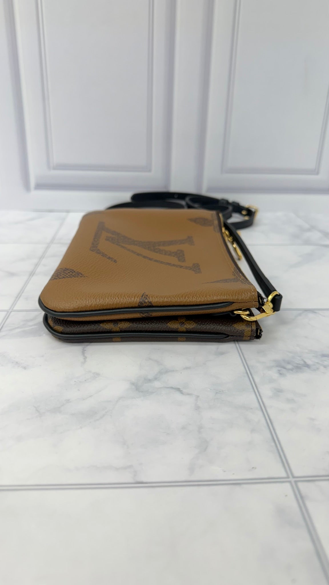 LIKE NEW -  Louis Vuitton Reverse Monogram Double Zip Pochette Crossbody Bag 