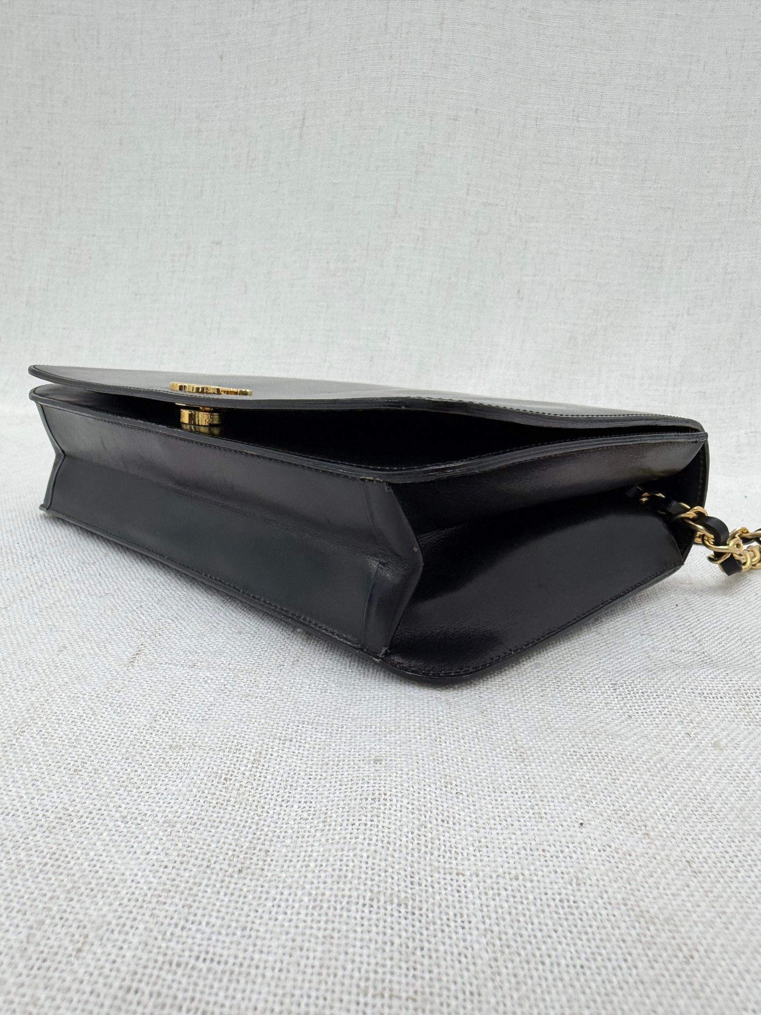 Chanel 24K & Black Box Leather Wallet on a Chain 