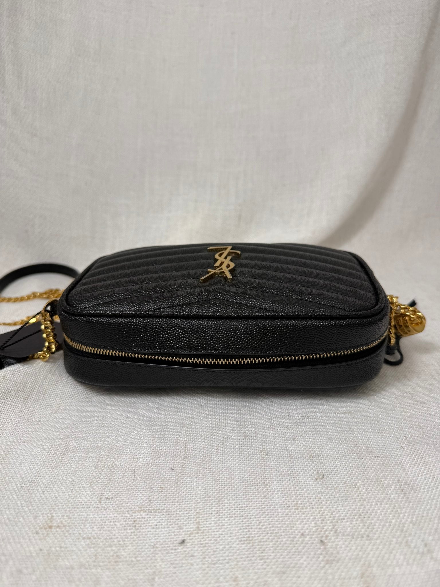 BRAND NEW - Saint Laurent YSL Black Quilted Leather Mini Lou Crossbody Bag 