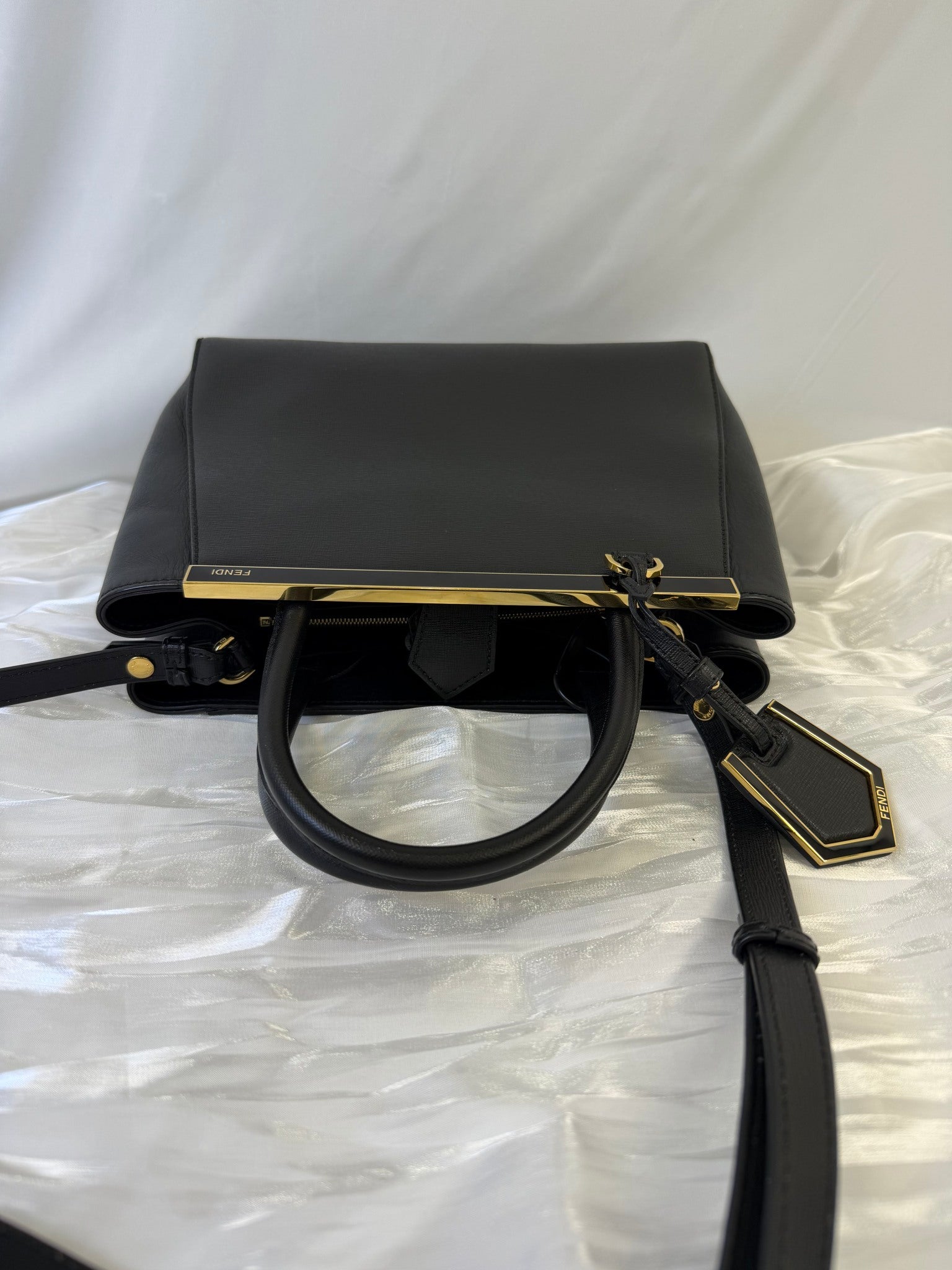 Fendi Black Leather  2 Jours Petite Bag