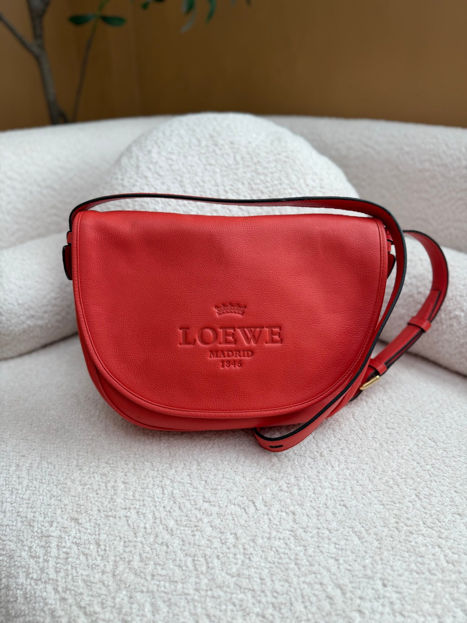 Loewe Red Leather Heritage Crossbody Bag