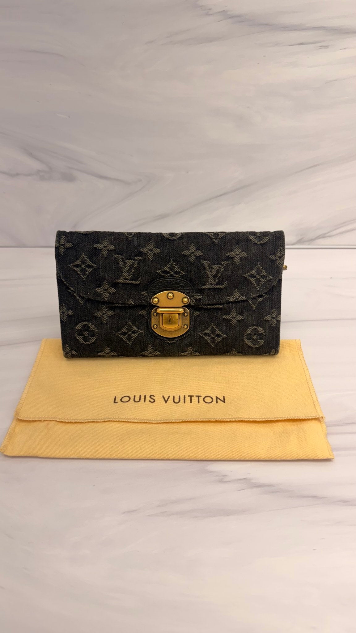 Louis Vuitton Monogram Black Denim Amelia Wallet