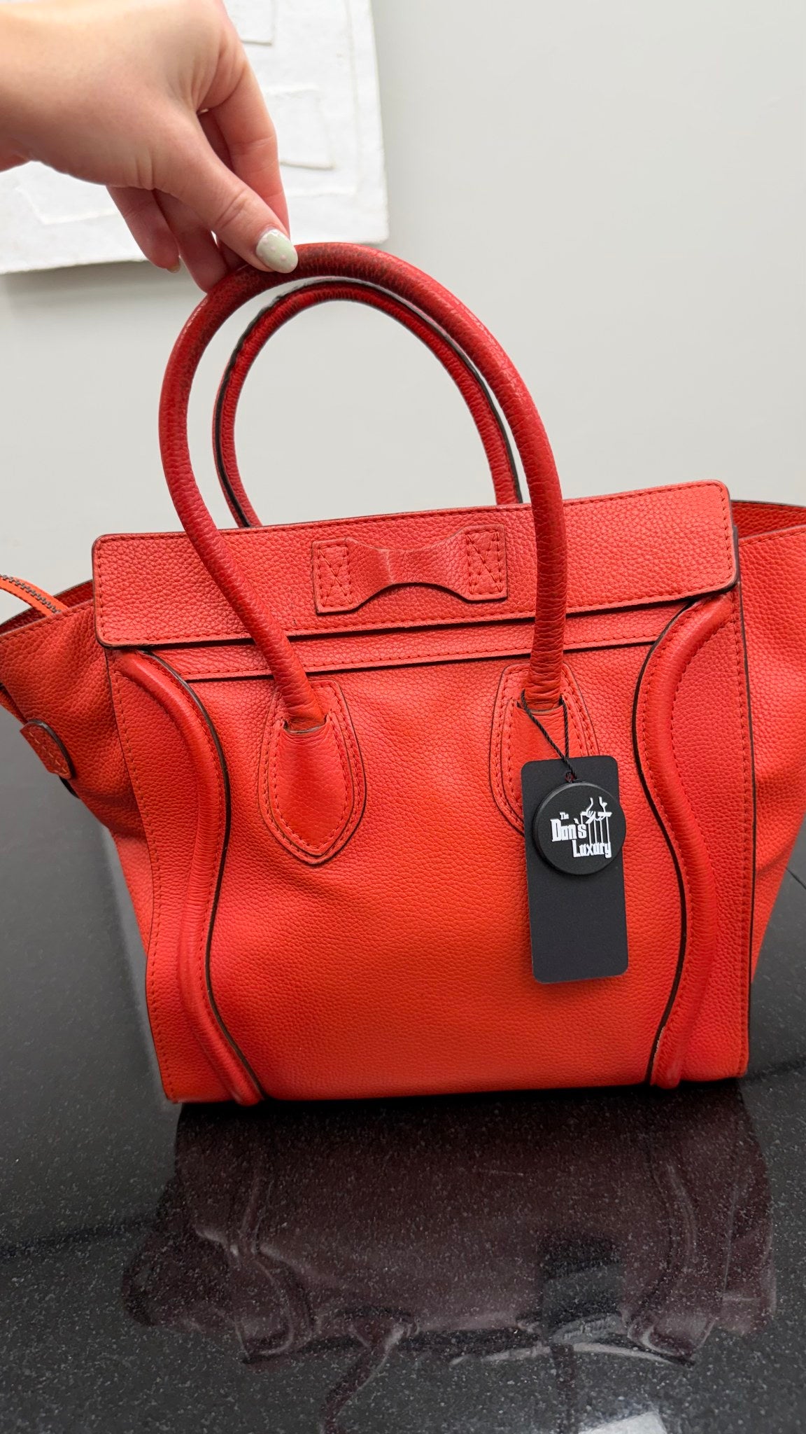Celine Red Leather Micro Luggage Bag
