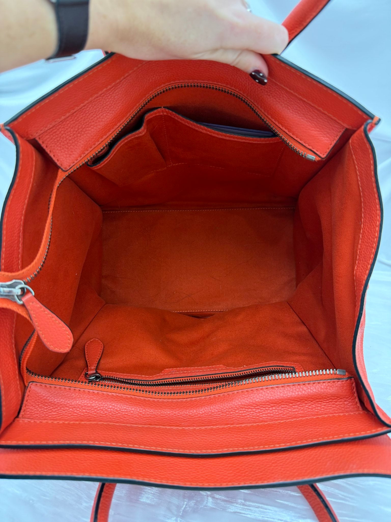 Celine Orange Leather Mini Luggage Handbag