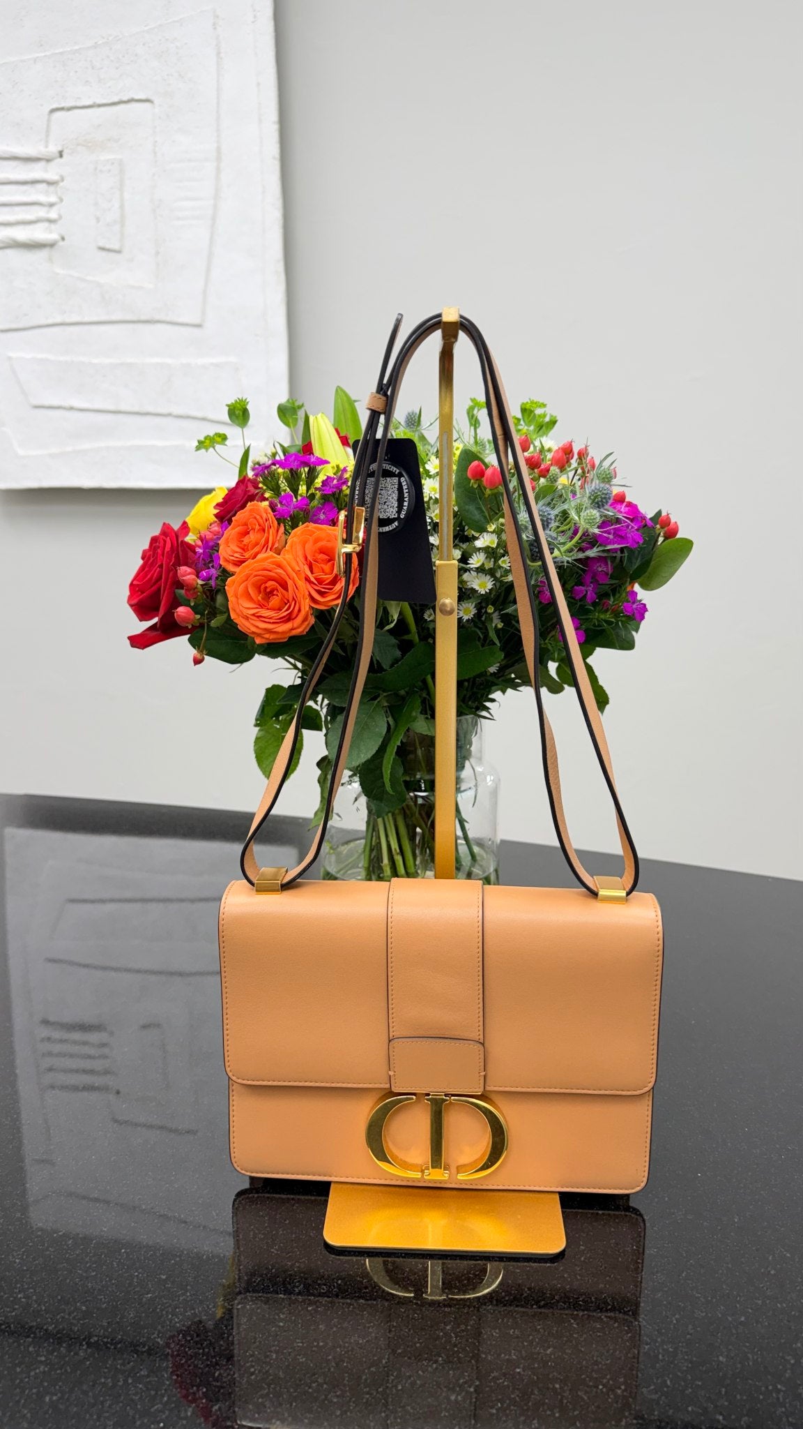 Christian Dior Tan Leather Montaigne Shoulder Bag 
