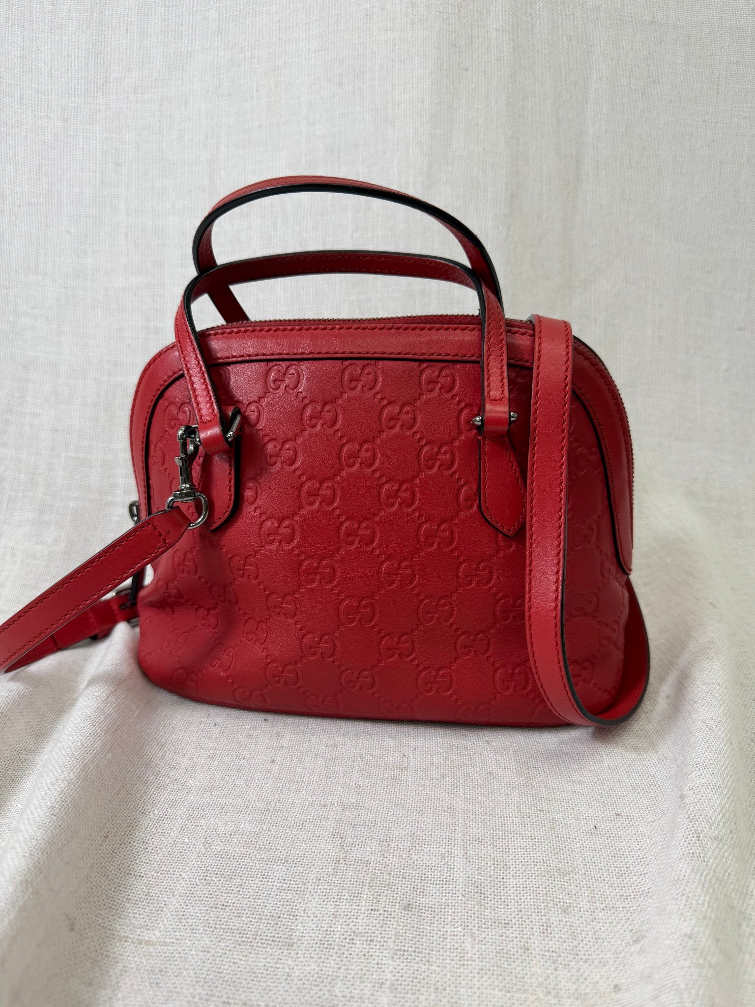 Gucci Red Guccissima Leather Dome Handbag