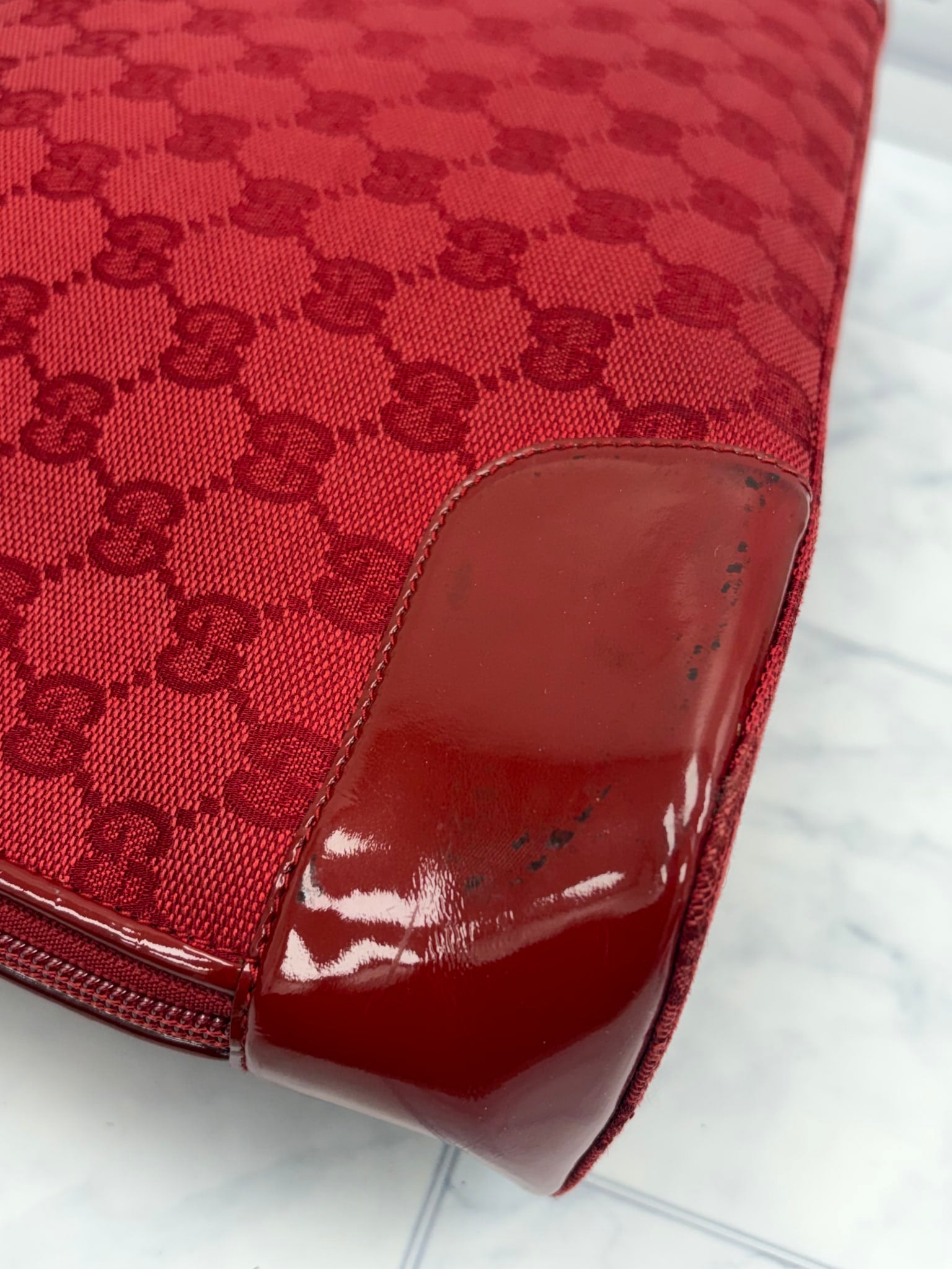  Gucci Red GG Canvas Tote Bag