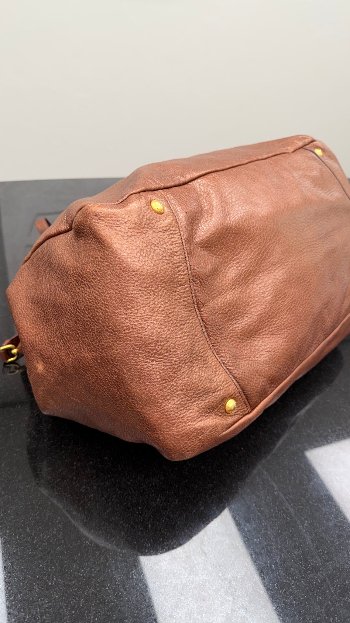 Prada Bronze Leather Jumbo 2way Tote