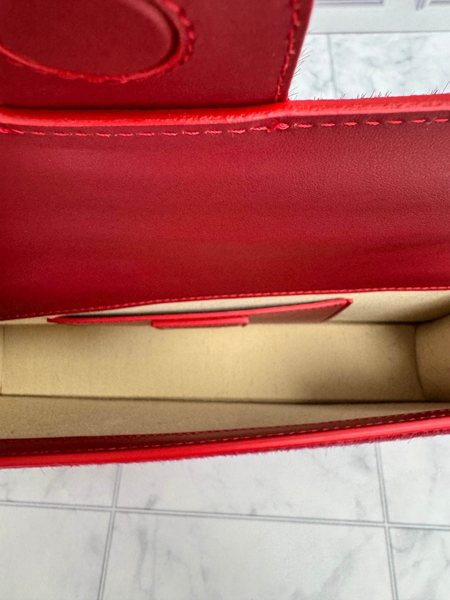 BRAND NEW Jacquemus Red Pony Hair Le Bambino Long Bag