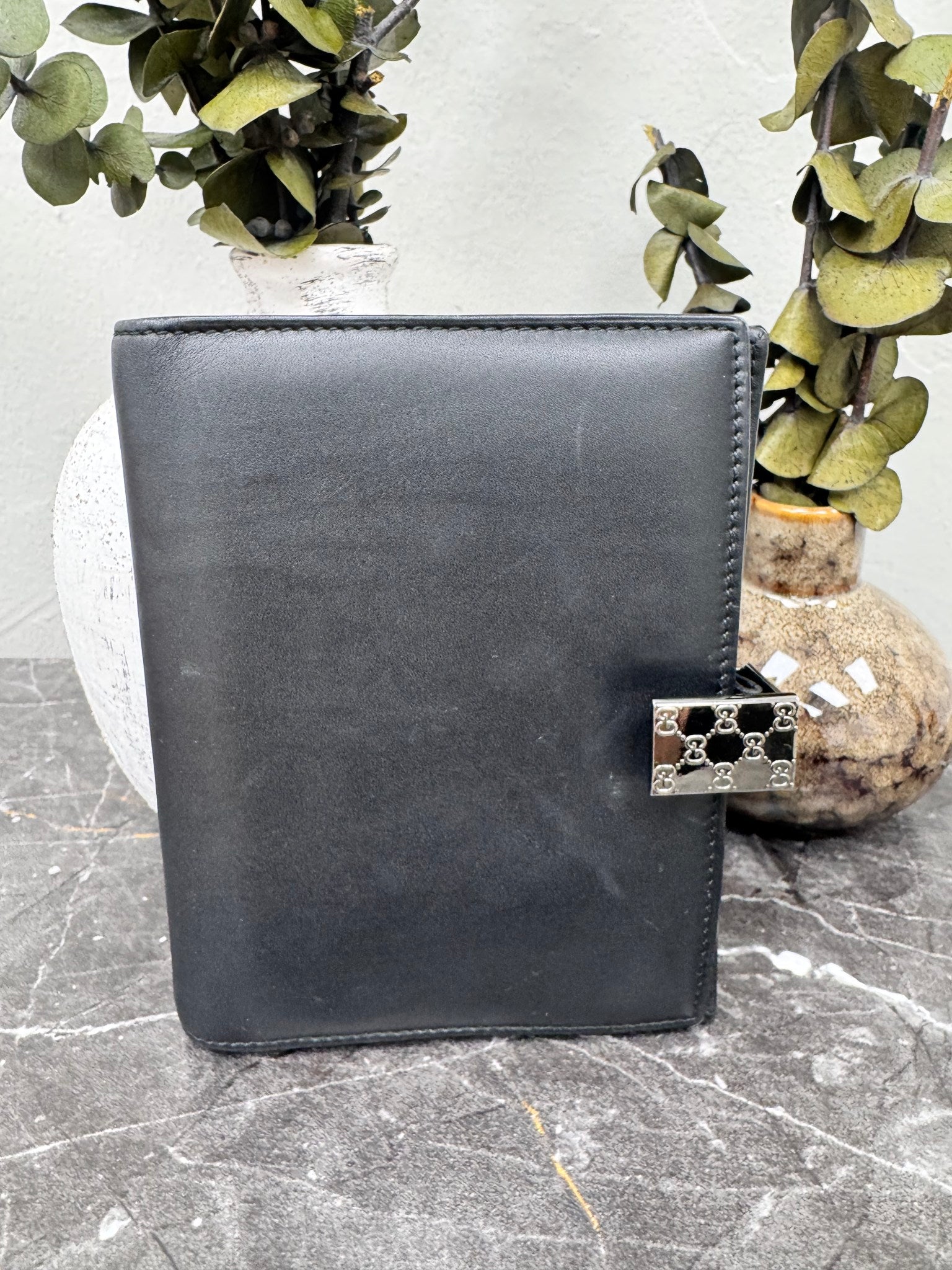 Gucci Black Leather Agenda 