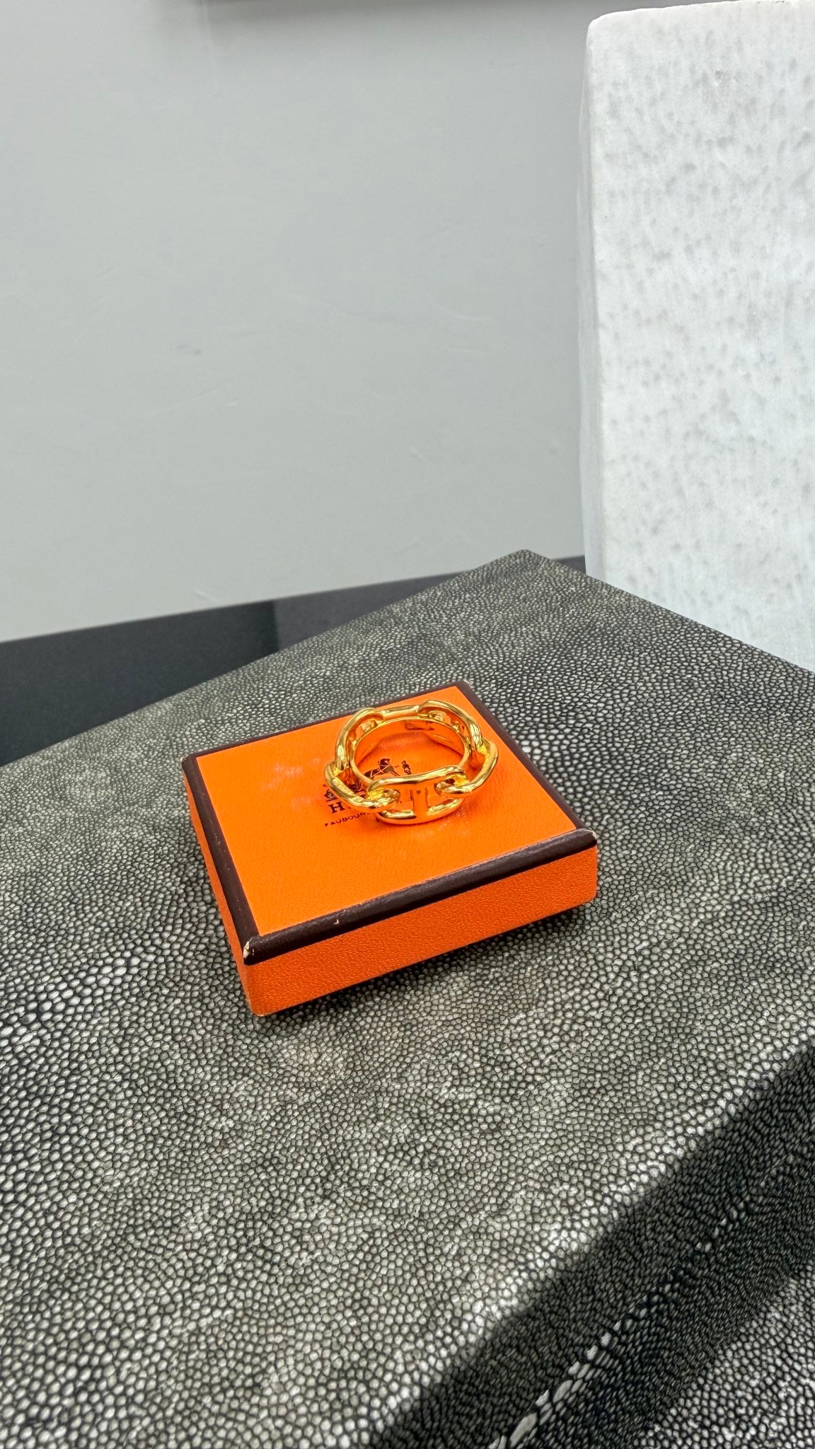 Hermes Gold Plated Chaine d'Ancre Scarf Ring 