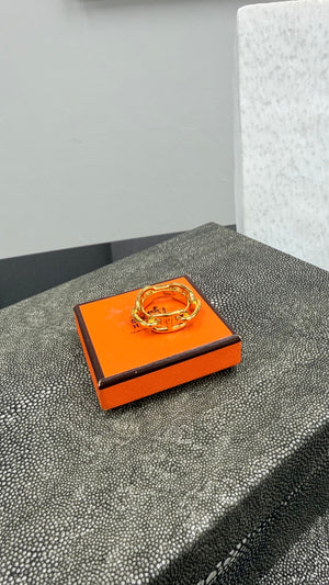 Hermes Gold Plated Chaine d'Ancre Scarf Ring