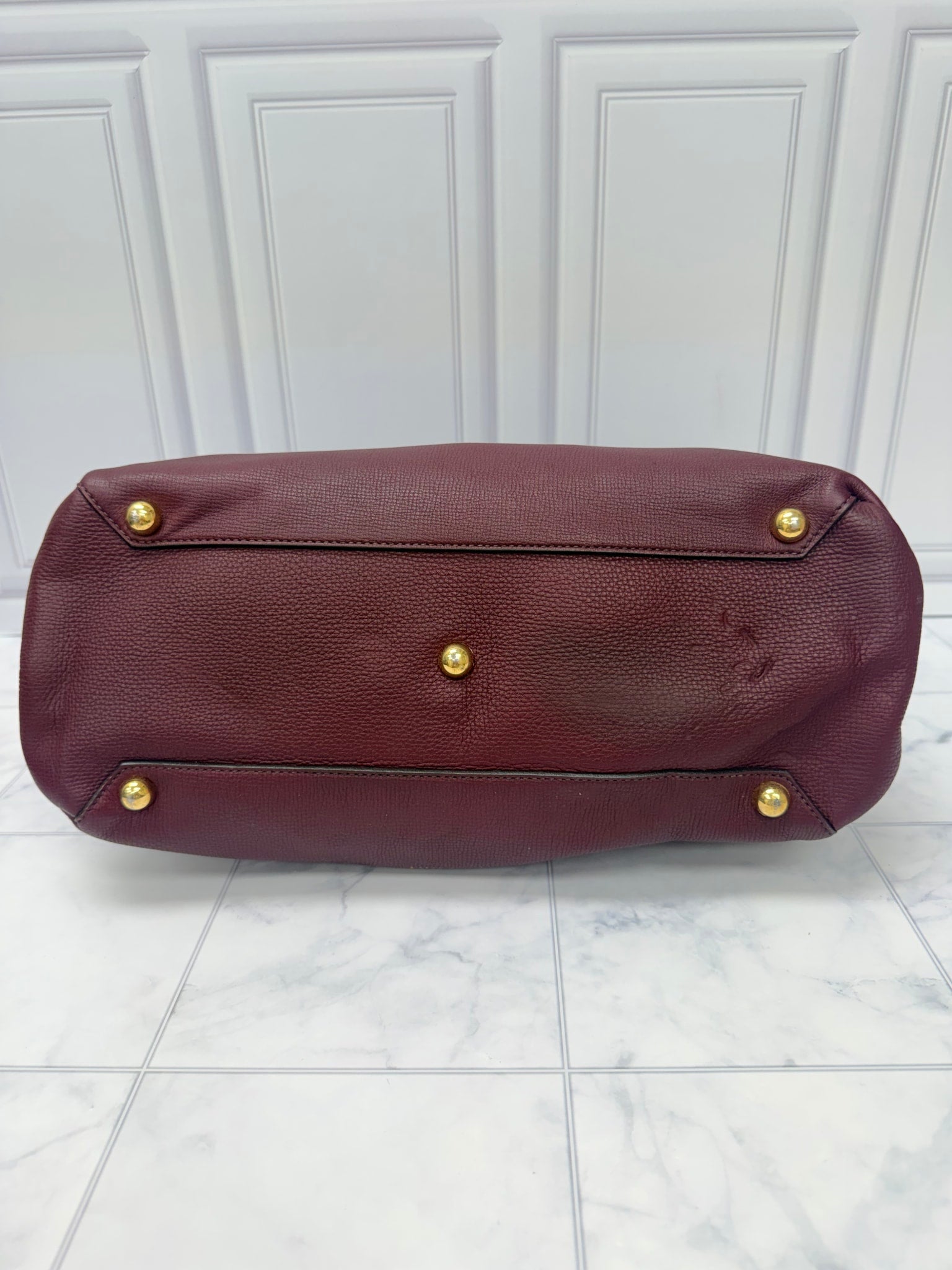 Burberry Burgundy Leather Banner Tote Bag