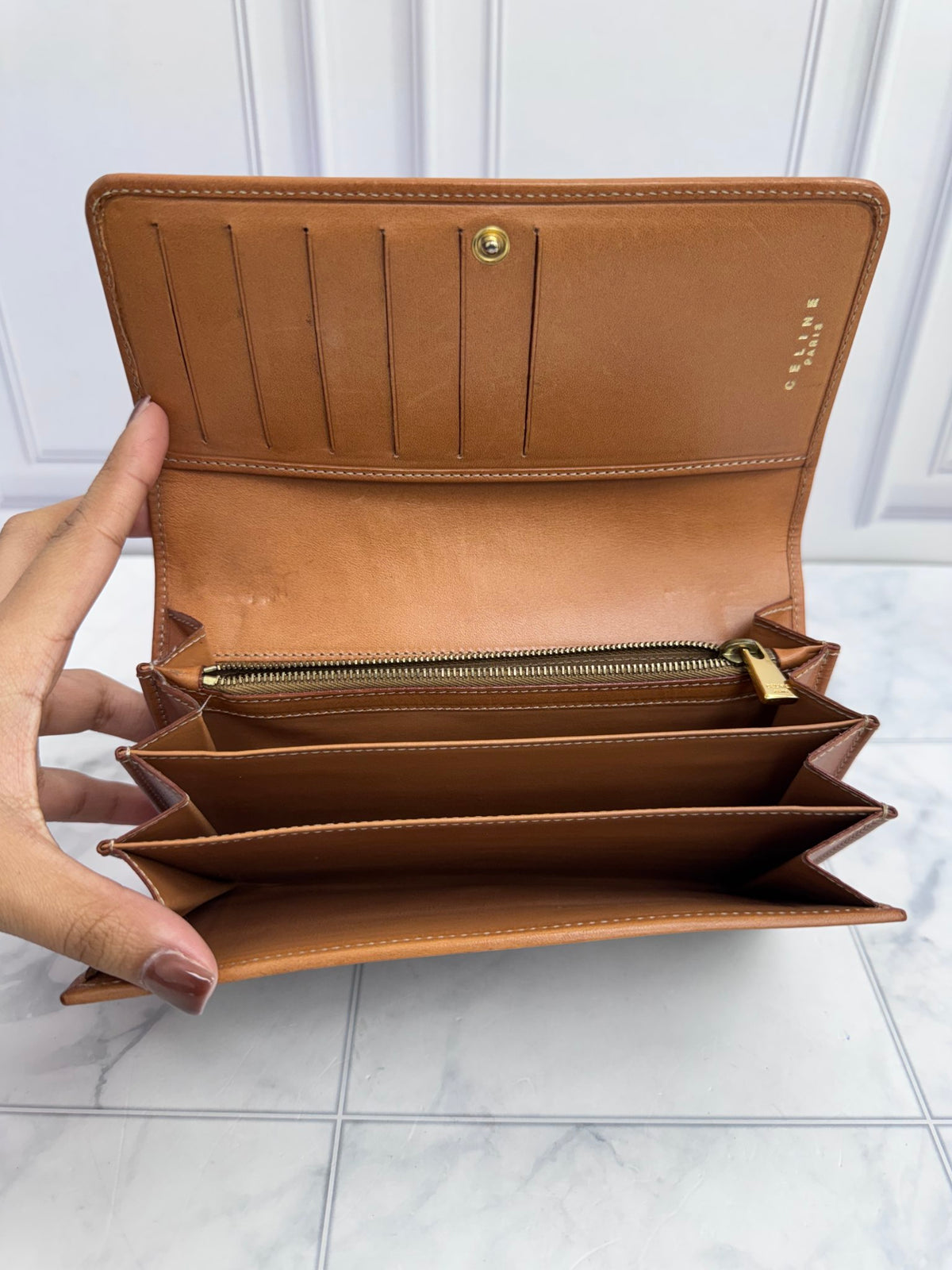Celine Brown Macadam Coated Canvas Long Wallet