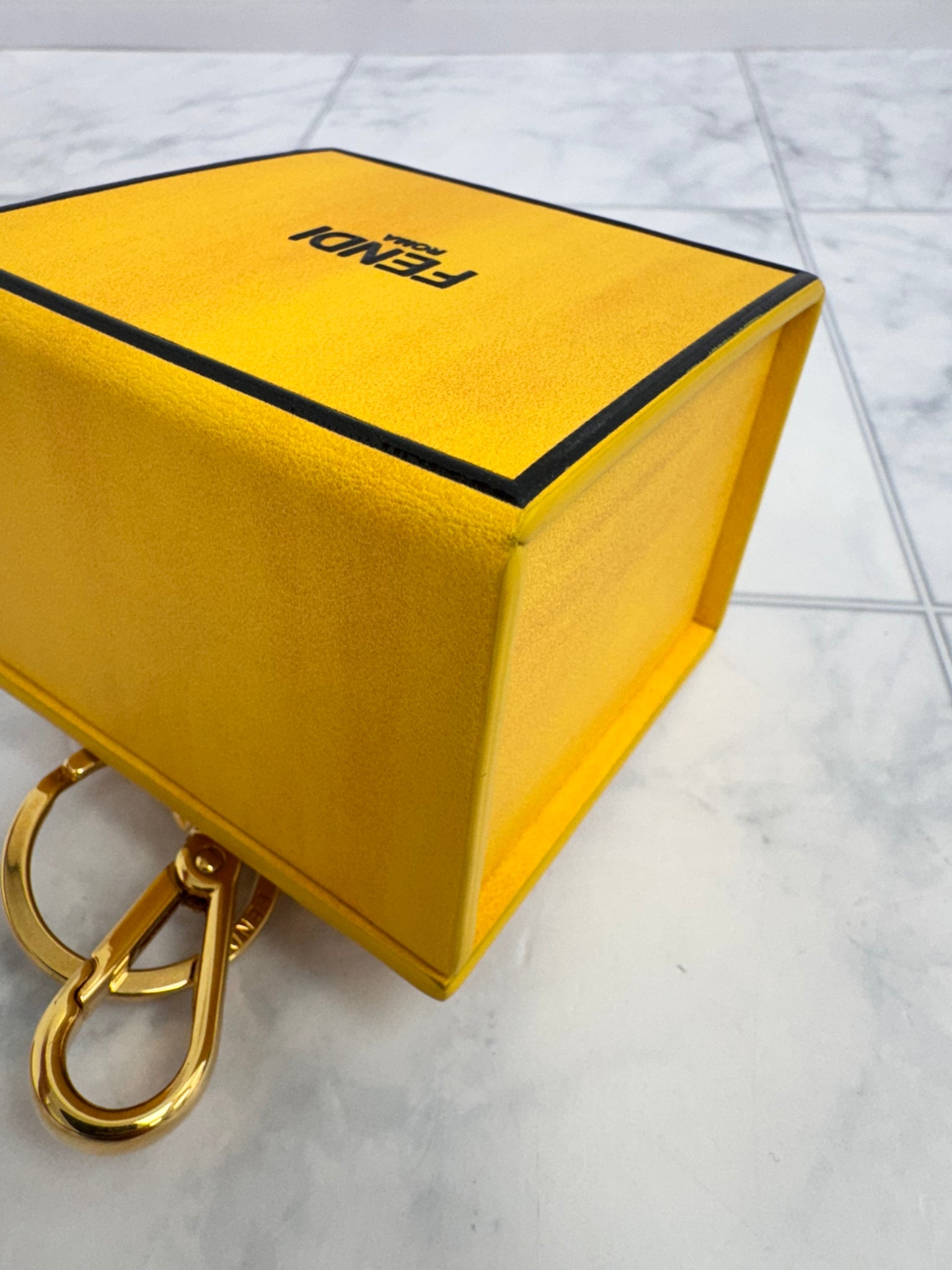 LIKE NEW - Fendi Yellow Leather Roma Mini Box Charm