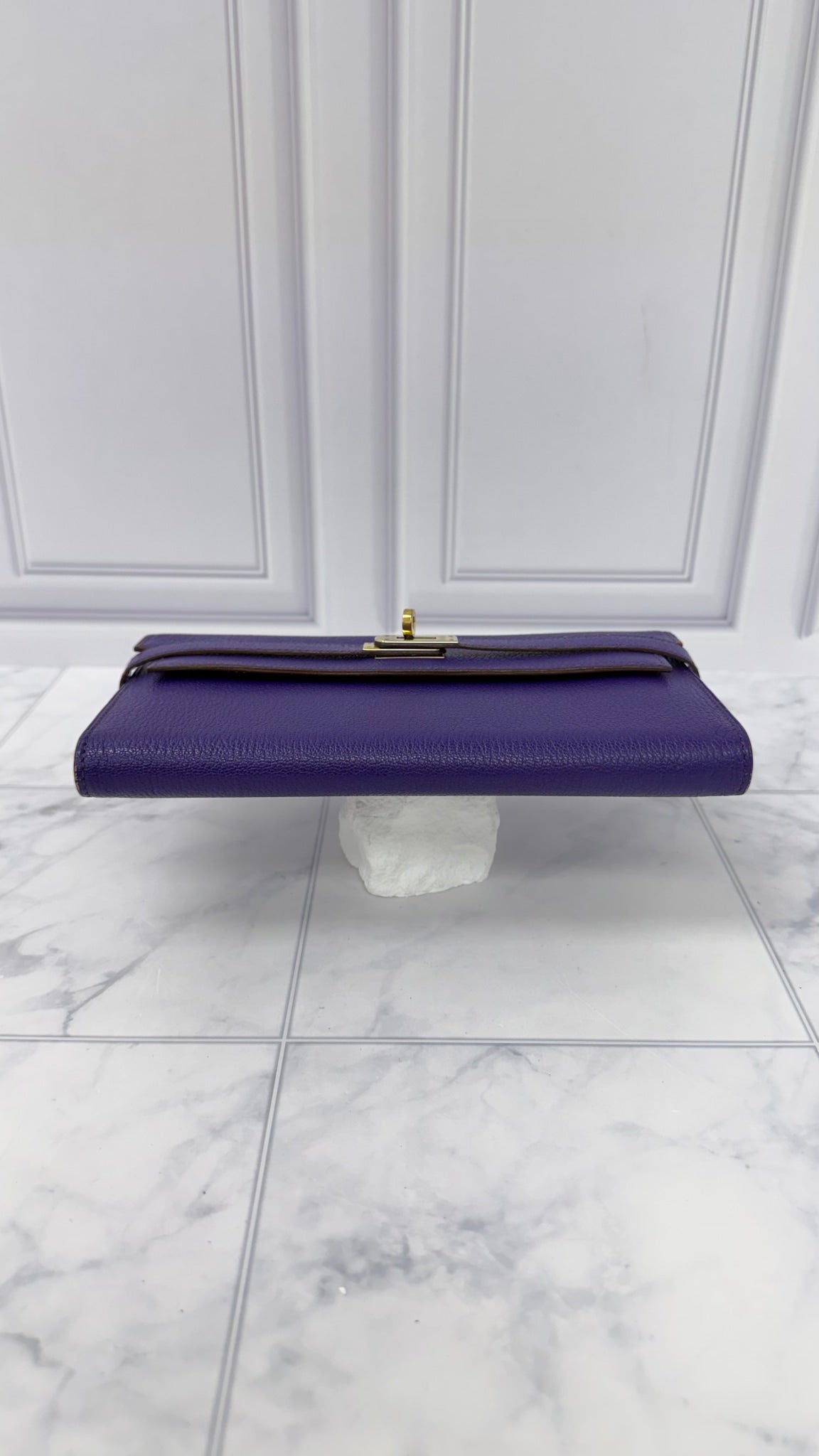 Hermes Purple Epsom Leather Kelly Wallet 