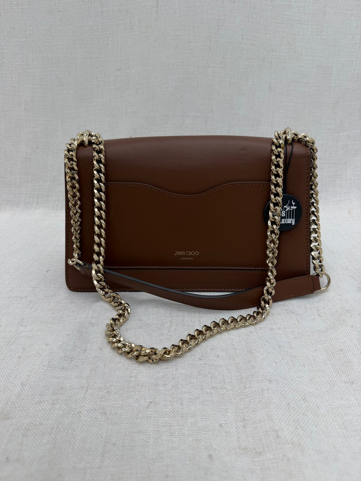 Jimmy Choo Brown Leather Chain Shoulder Bag