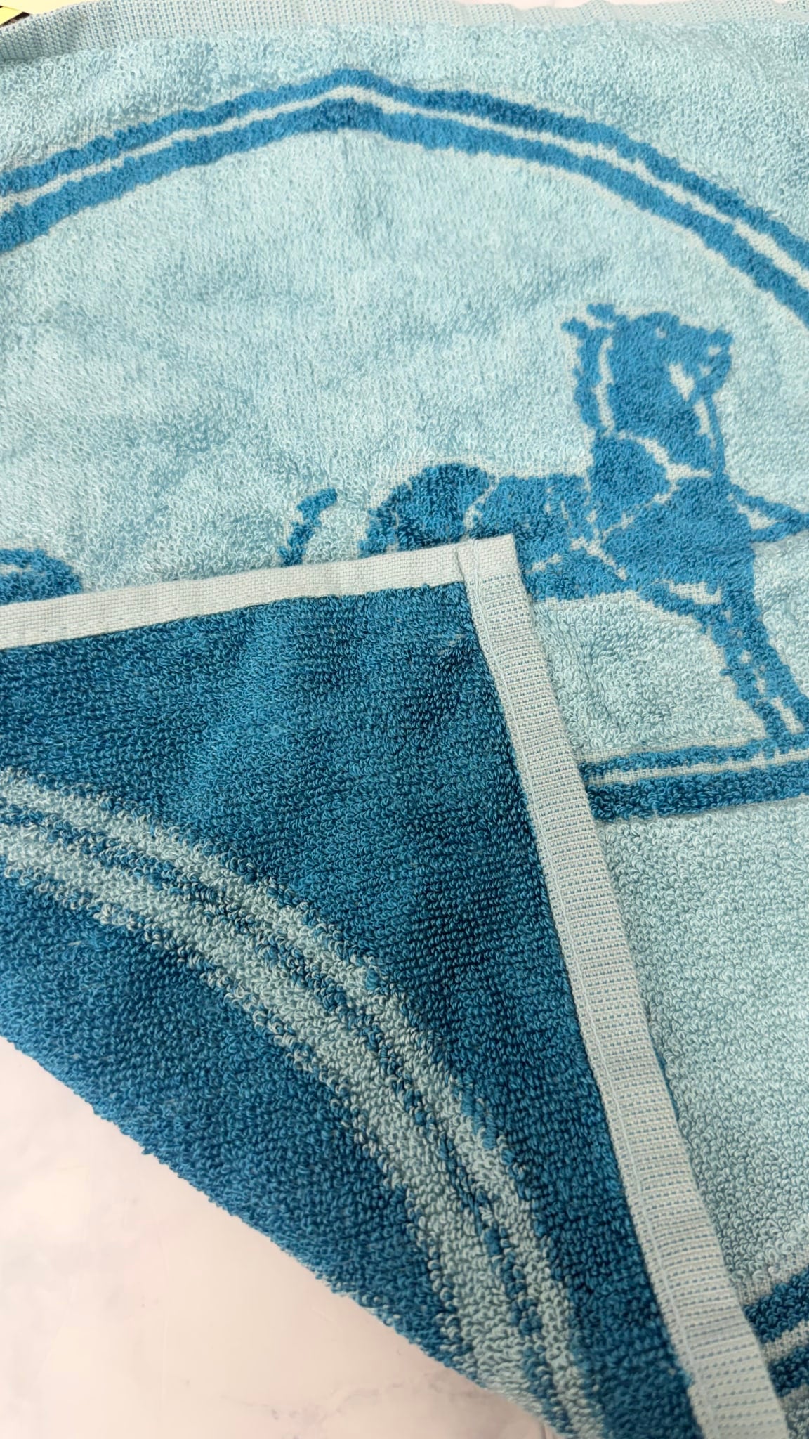 BRAND NEW - Hermes Blue Cotton Logo Hand Towel