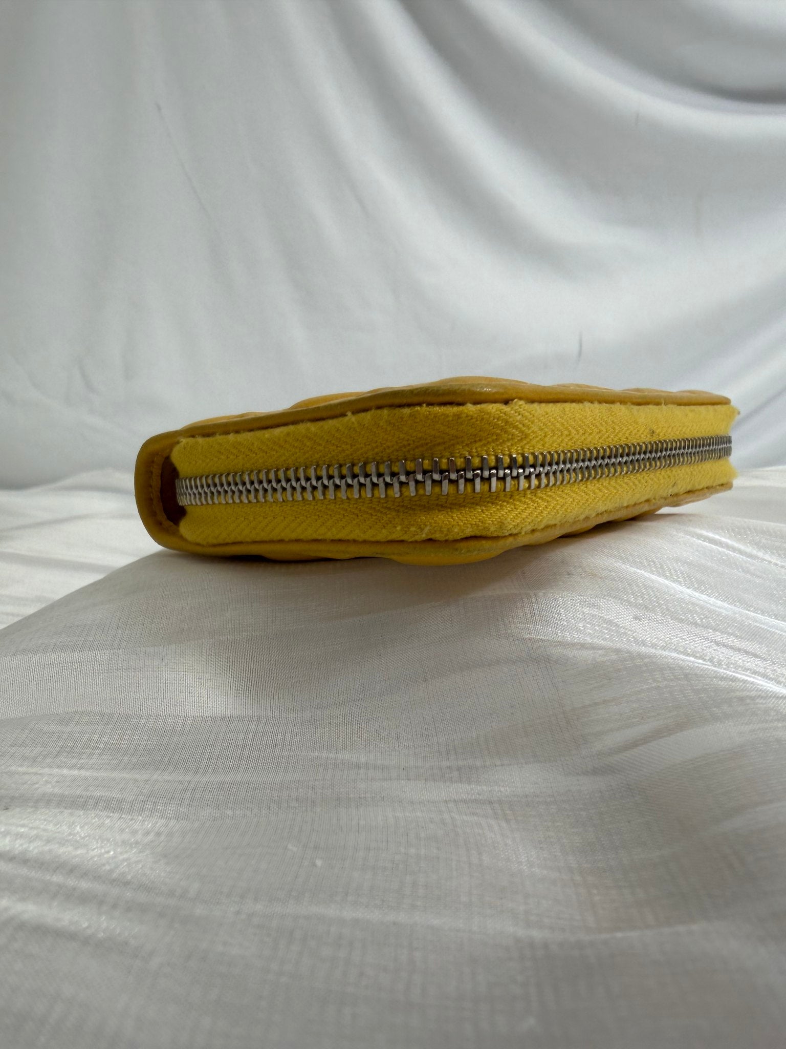 Chanel Yellow Calfskin Coco Mark Diamond Zippy Coin Case