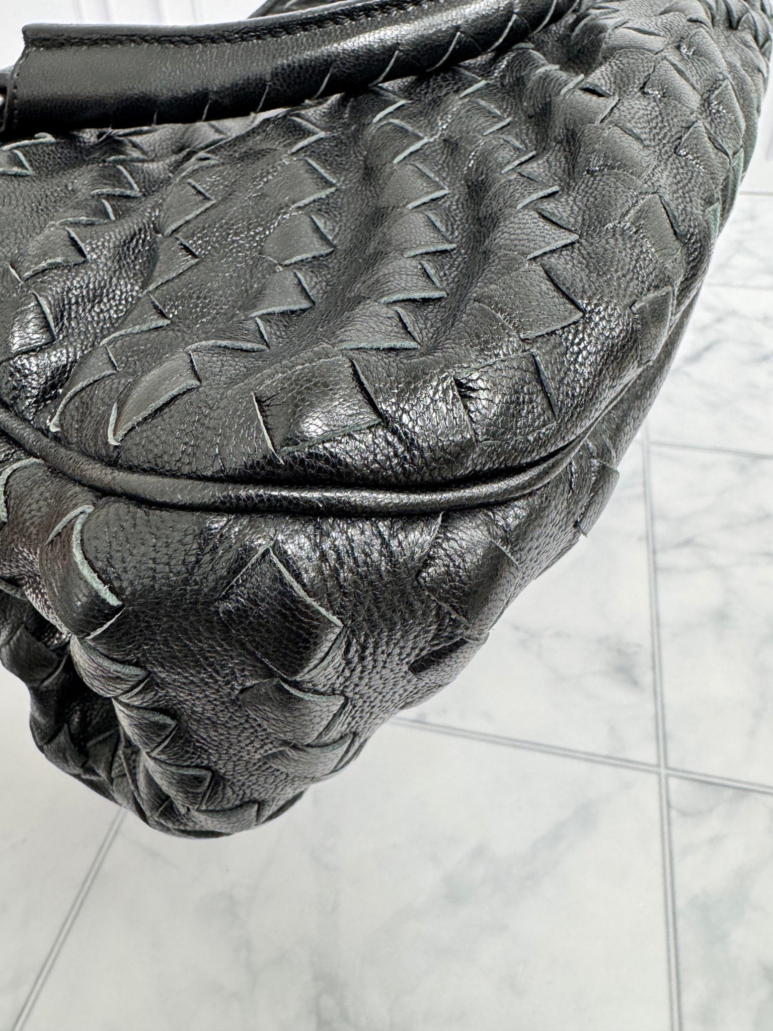 Bottega Veneta Black Intrecciato Leather Handbag