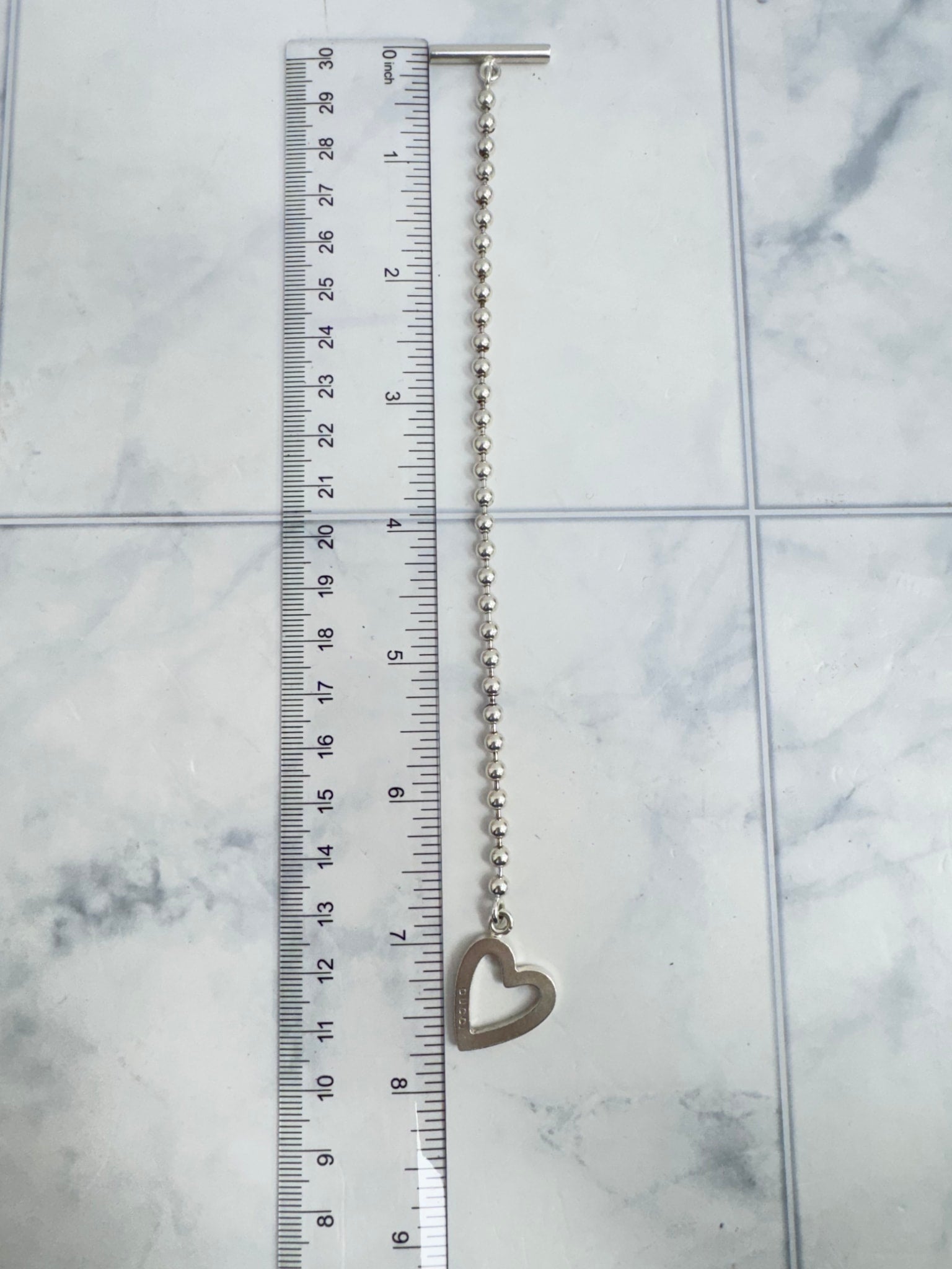  Gucci Silver Tone Boule Heart Toggle Bracelet