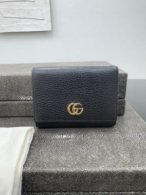 Gucci Black Grained Leather Compact Wallet