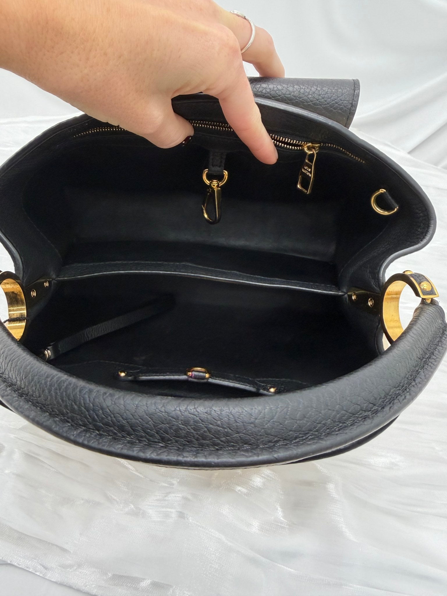 Louis Vuitton Beige & Black Taurillon Leather Capucines PM Bag