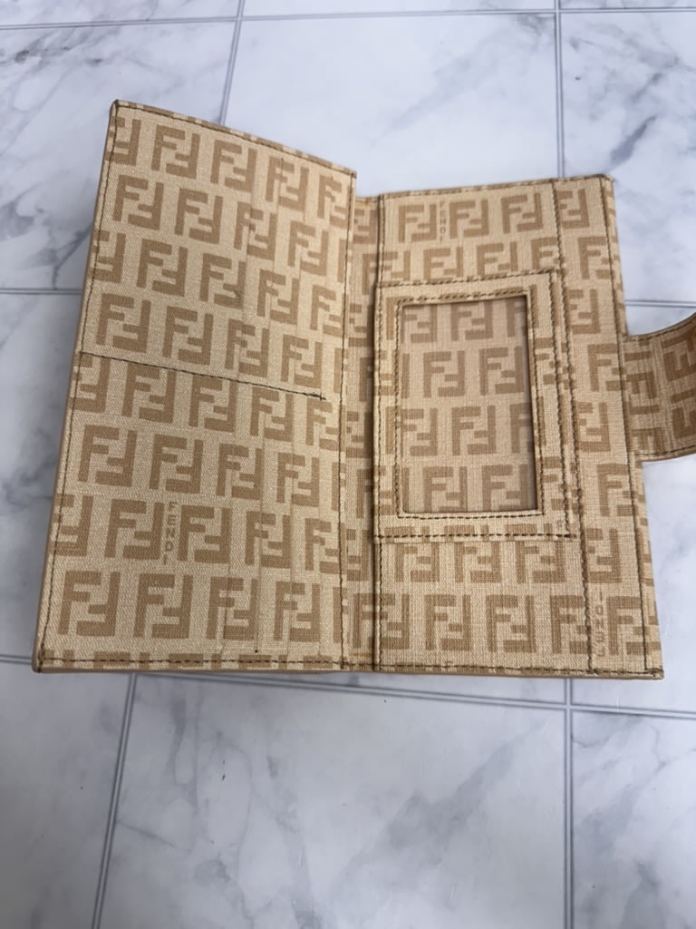 Fendi Peach Zucchino Coated Canvas Long Wallet